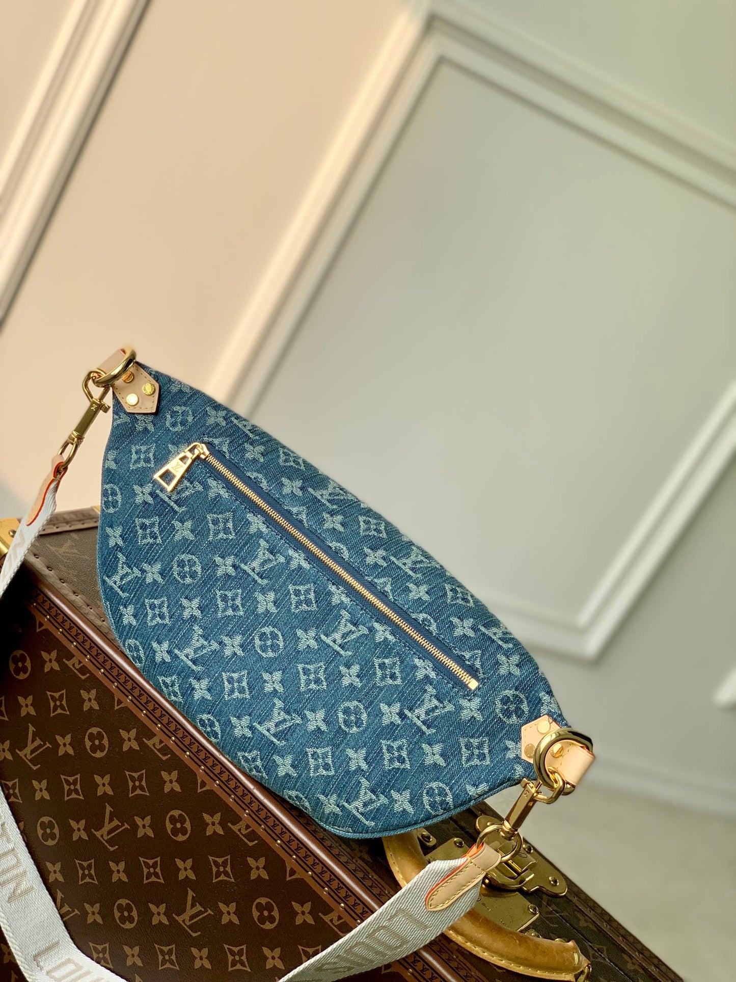Louis Vuitton Monogram Denim High Rise Belt Bag - Blue