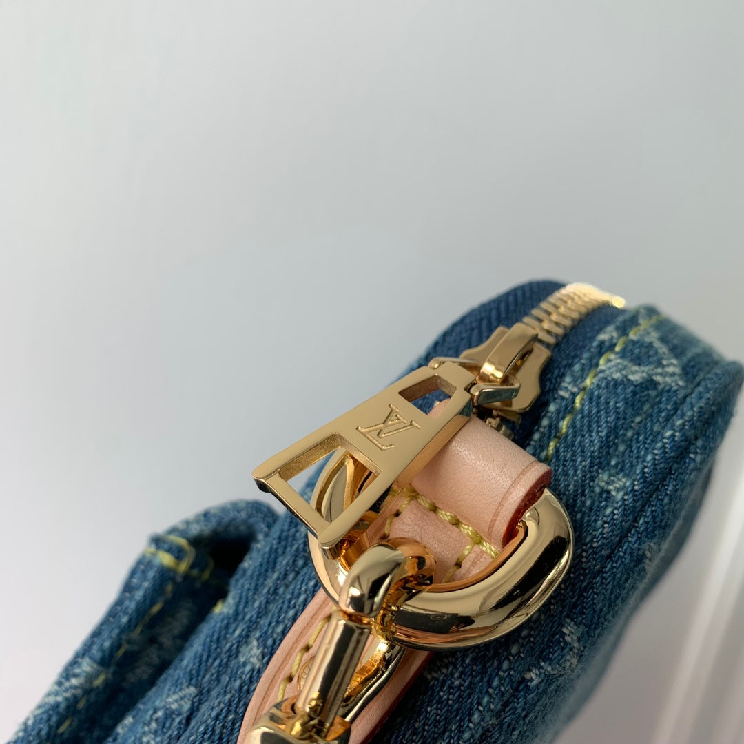 Louis Vuitton Blue Monogram Denim Mini Pleaty Shoulder Crossbody Bag