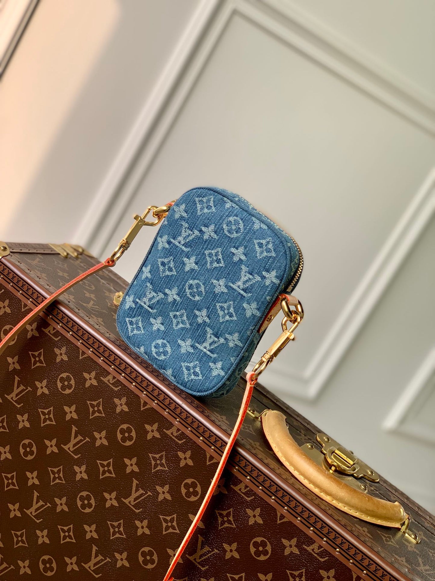 Louis Vuitton Blue Monogram Denim Mini Pleaty Shoulder Crossbody Bag