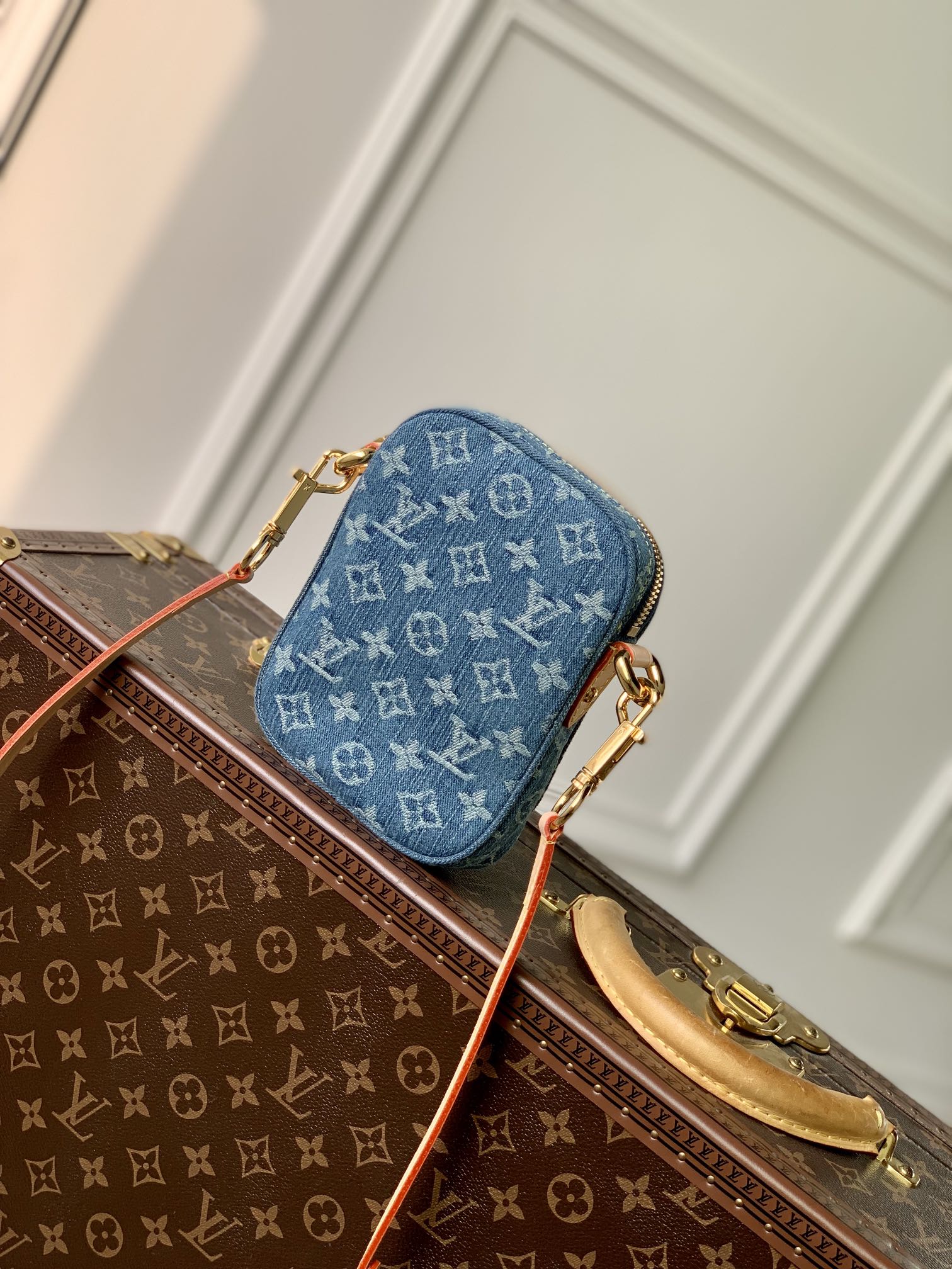 Louis Vuitton Blue Monogram Denim Mini Pleaty Shoulder Crossbody Bag