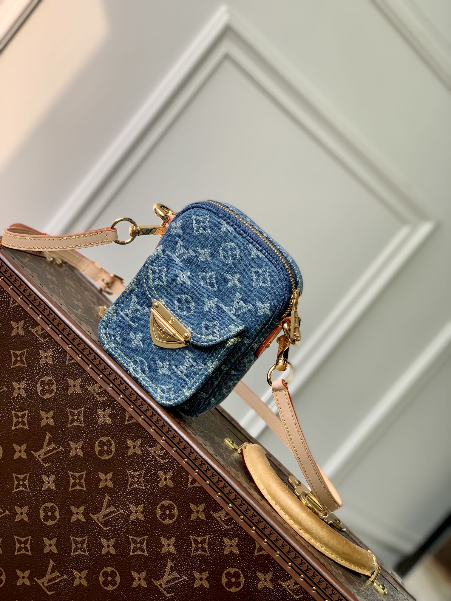 Louis Vuitton Blue Monogram Denim Mini Pleaty Shoulder Crossbody Bag