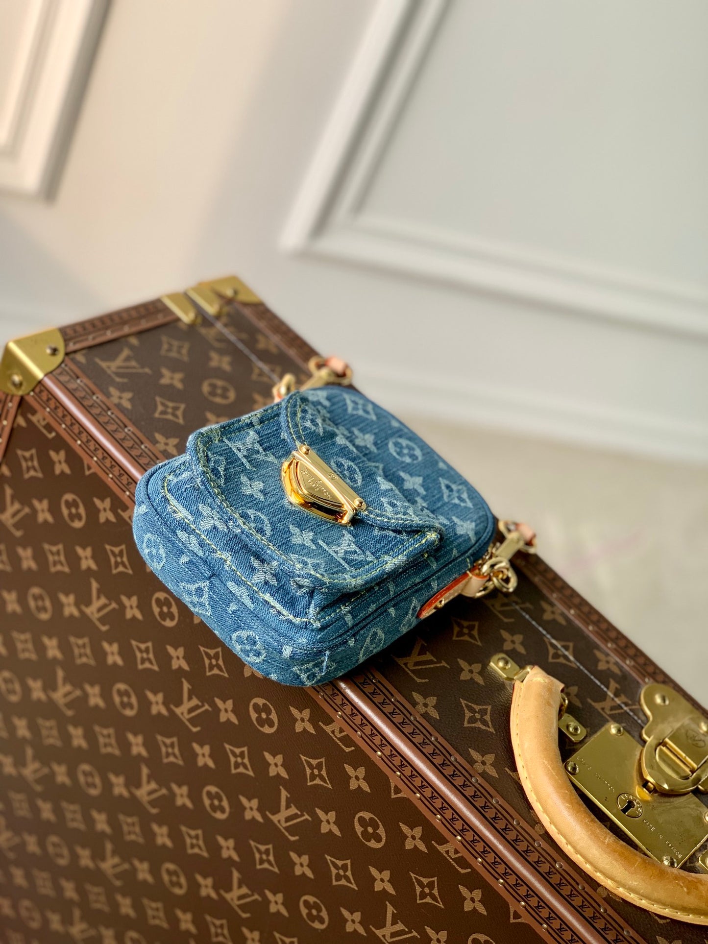 Louis Vuitton Blue Monogram Denim Mini Pleaty Shoulder Crossbody Bag