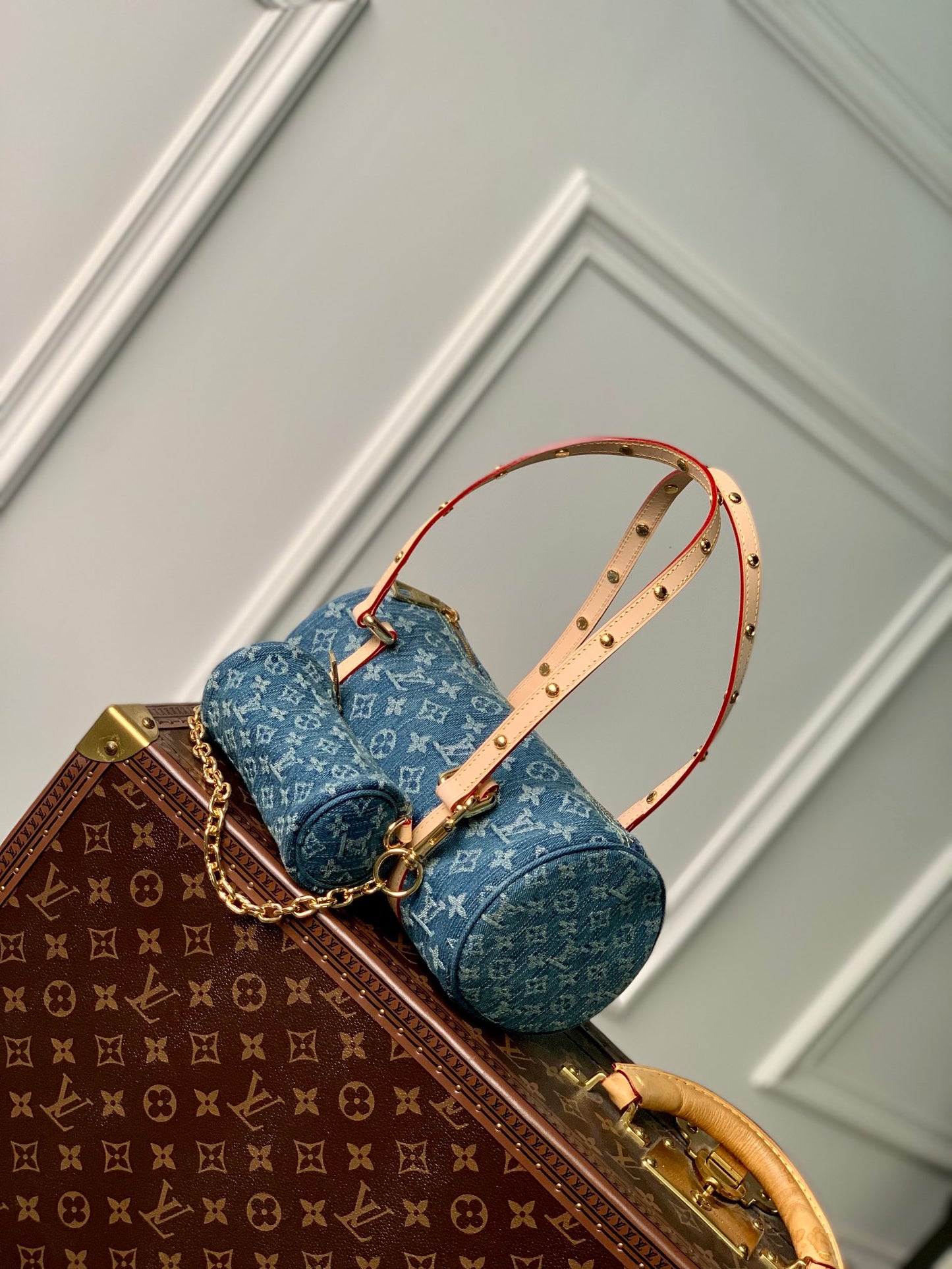 Louis Vuitton Papillon Monogram Denim Shoulder Bag - Blue