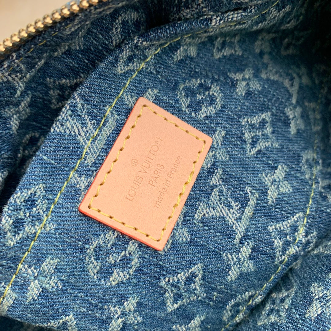 Louis Vuitton Papillon Monogram Denim Shoulder Bag - Blue
