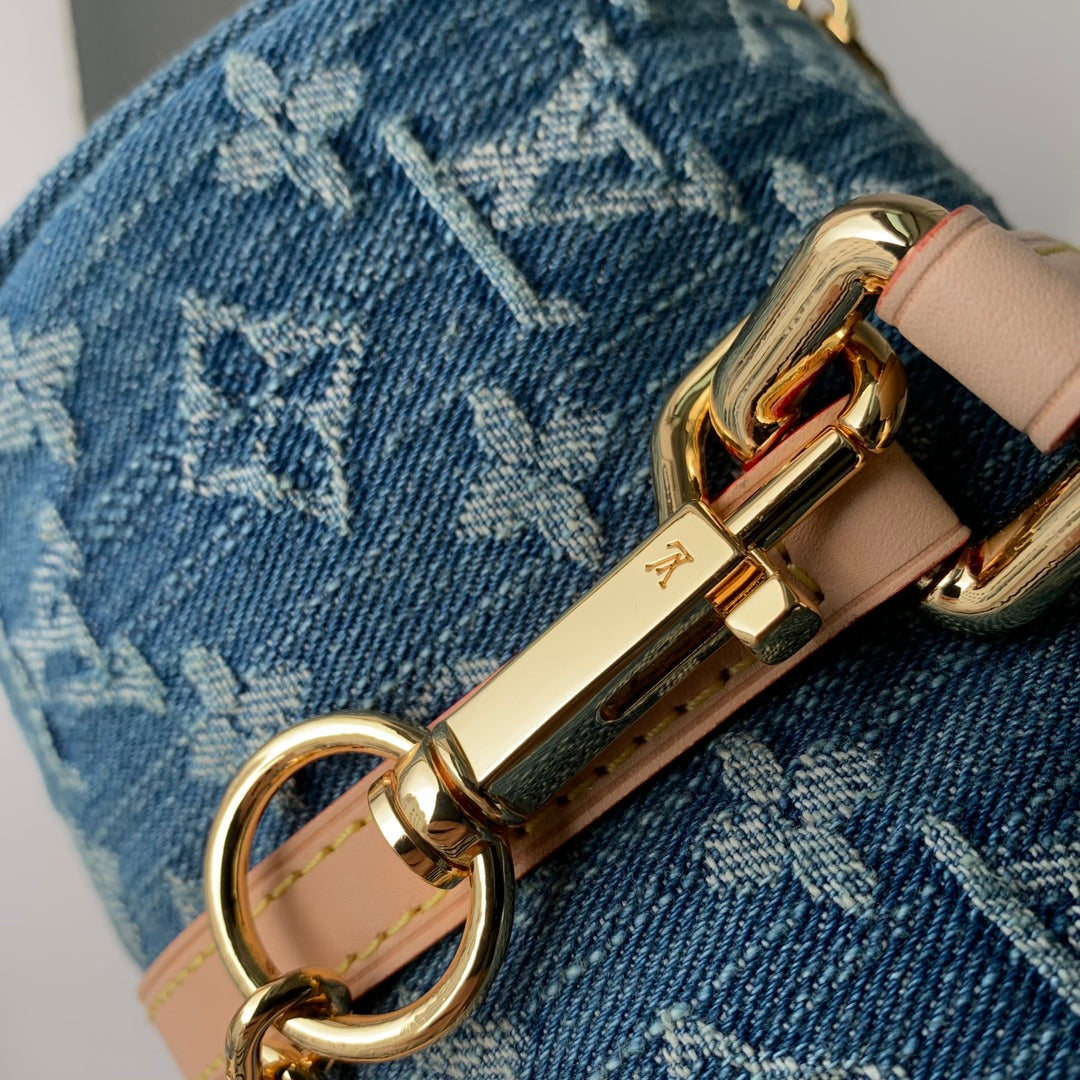 Louis Vuitton Papillon Monogram Denim Shoulder Bag - Blue