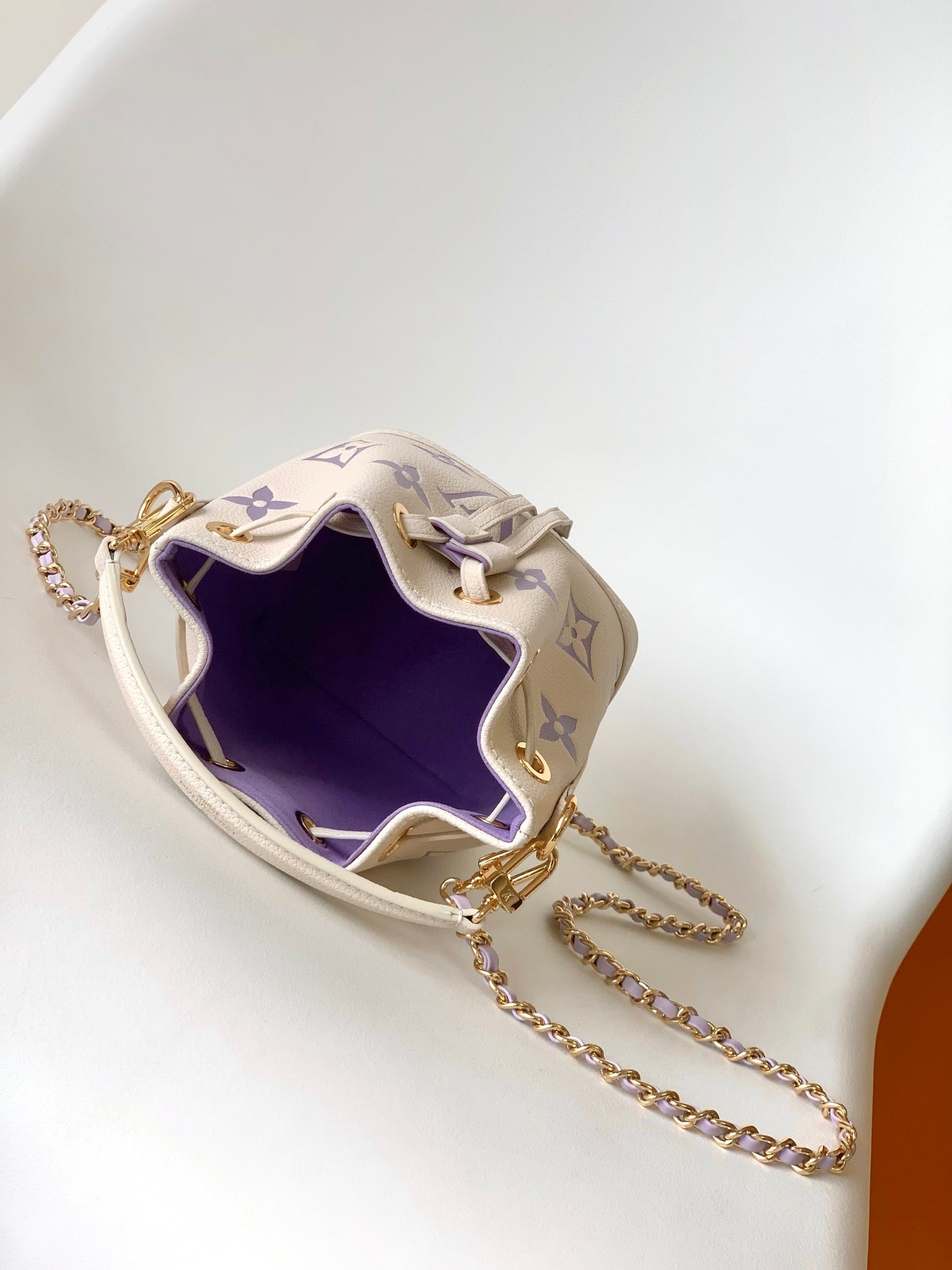 Louis Vuitton Nano Noé Bicolor Monogram Bucket Bag - White & Purple