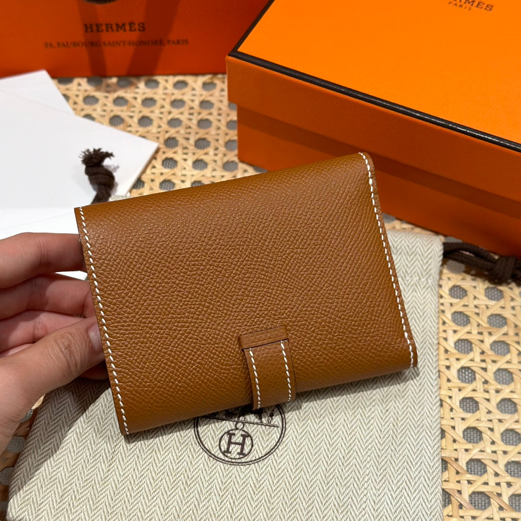 Hermès Béarn Compact Wallet - Gold Epsom Leather with Gold Hardware
