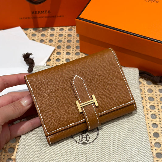 Hermès Béarn Compact Wallet - Gold Epsom Leather with Gold Hardware