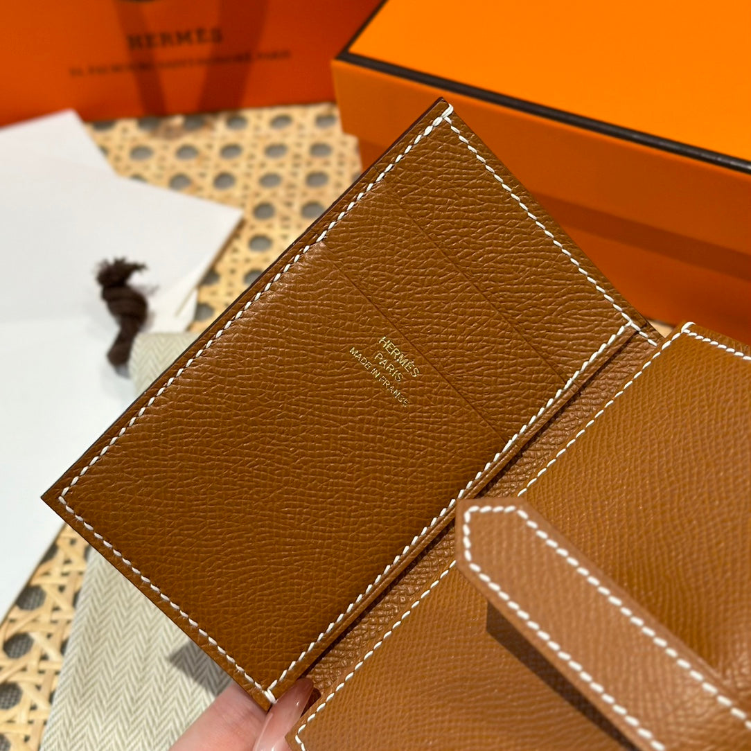 Hermès Béarn Compact Wallet - Gold Epsom Leather with Gold Hardware