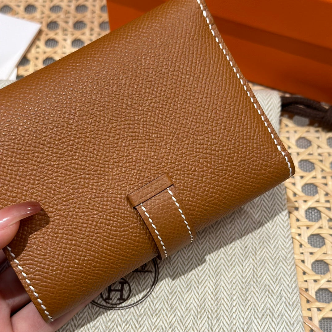Hermès Bearn Compact Wallet - Gold Epsom Leather with Gold Hardware