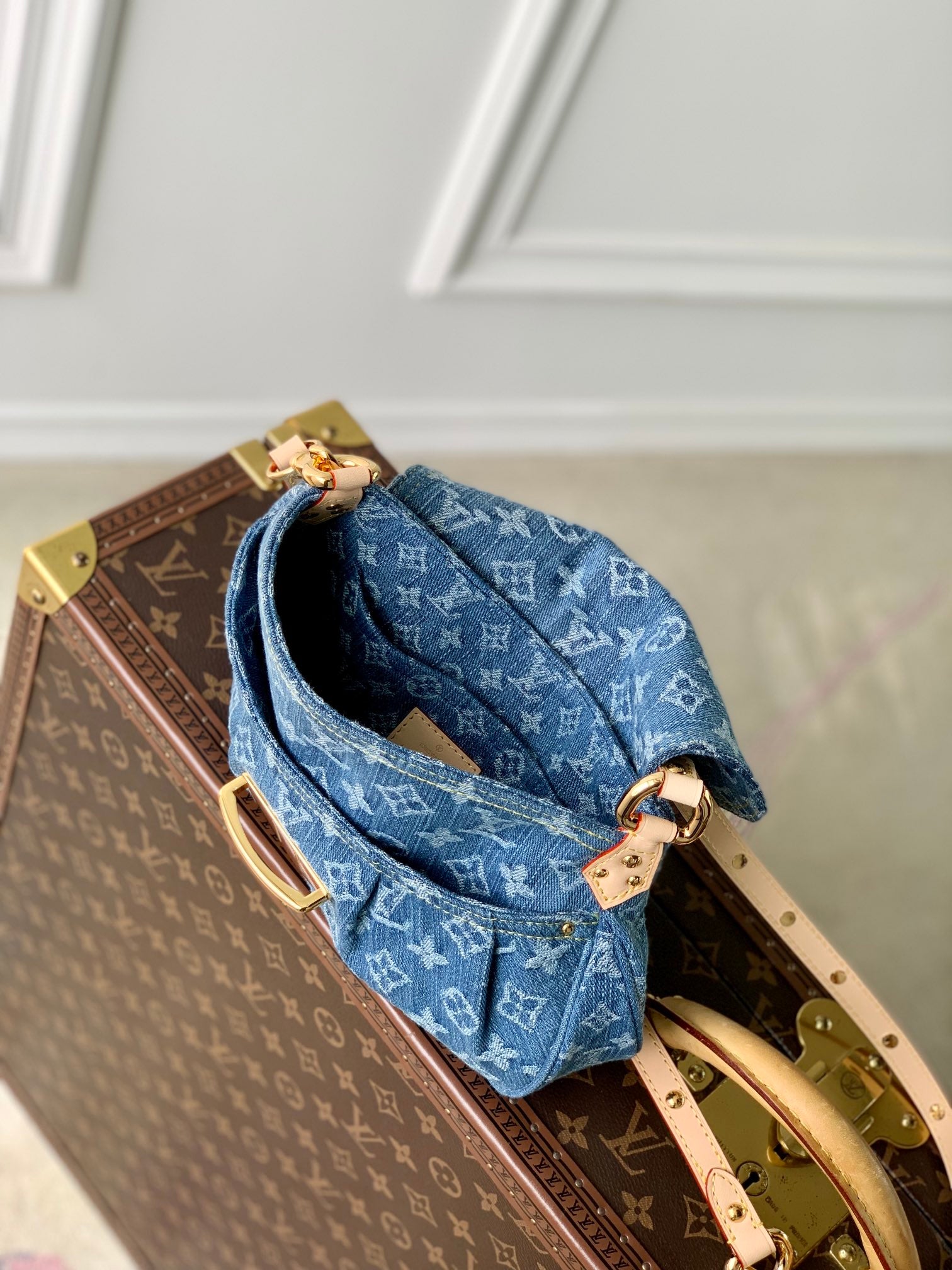 Louis Vuitton Pre-Owned Monogram Denim Pleaty Bag Blue Handbag