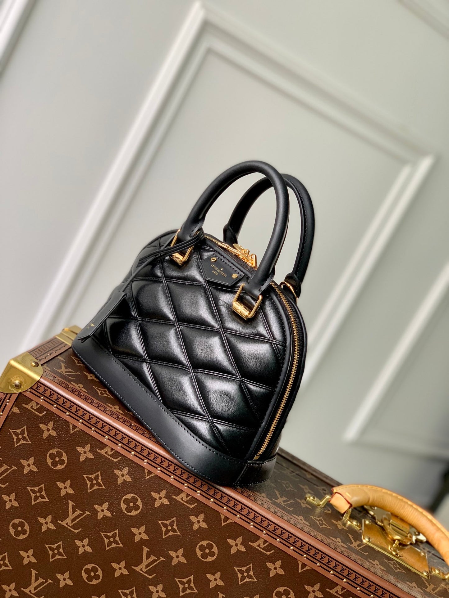 Louis Vuitton Alma BB Malletage Black Quilted Leather Handbag
