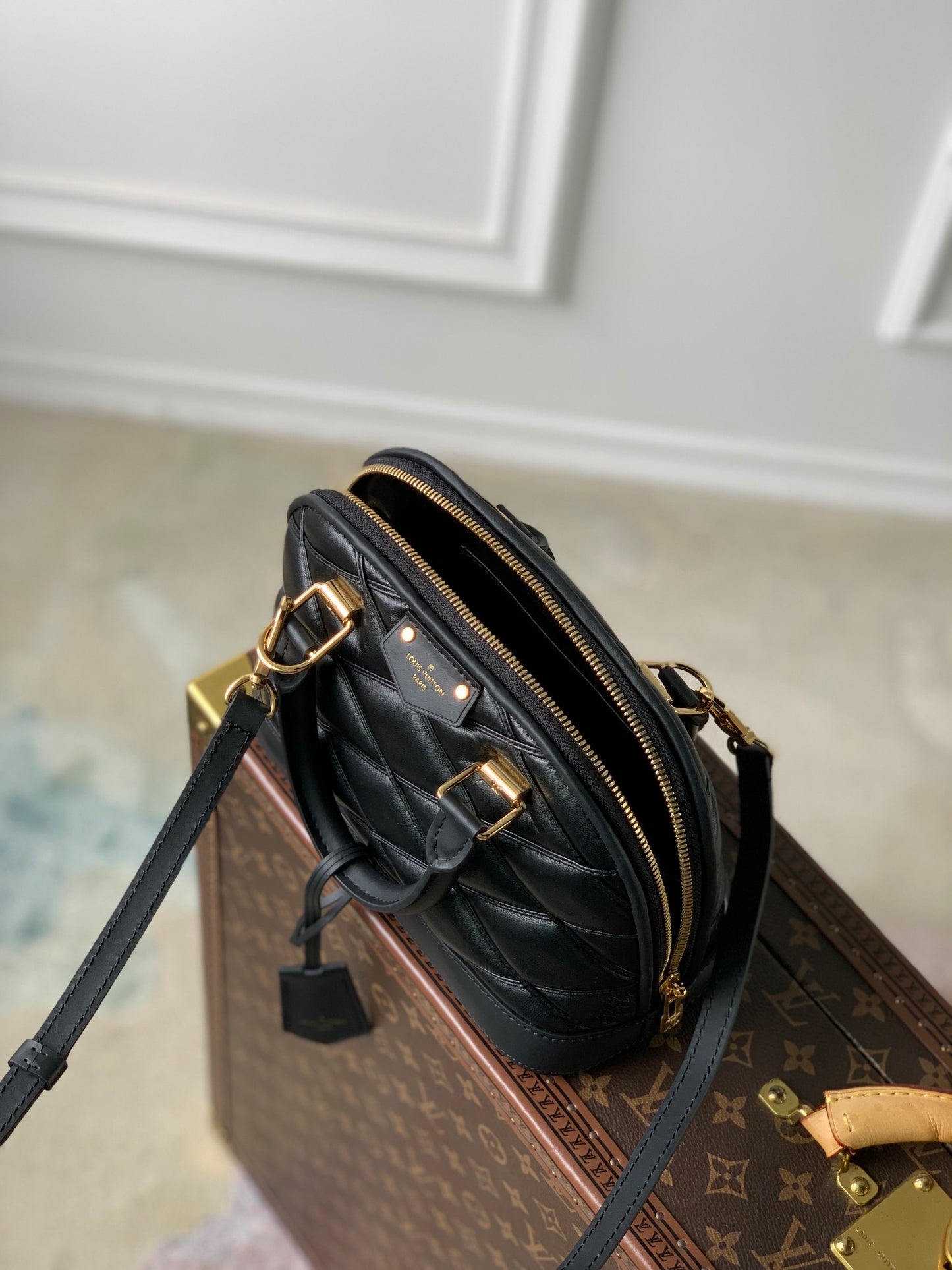 Louis Vuitton Alma BB Malletage Black Quilted Leather Handbag