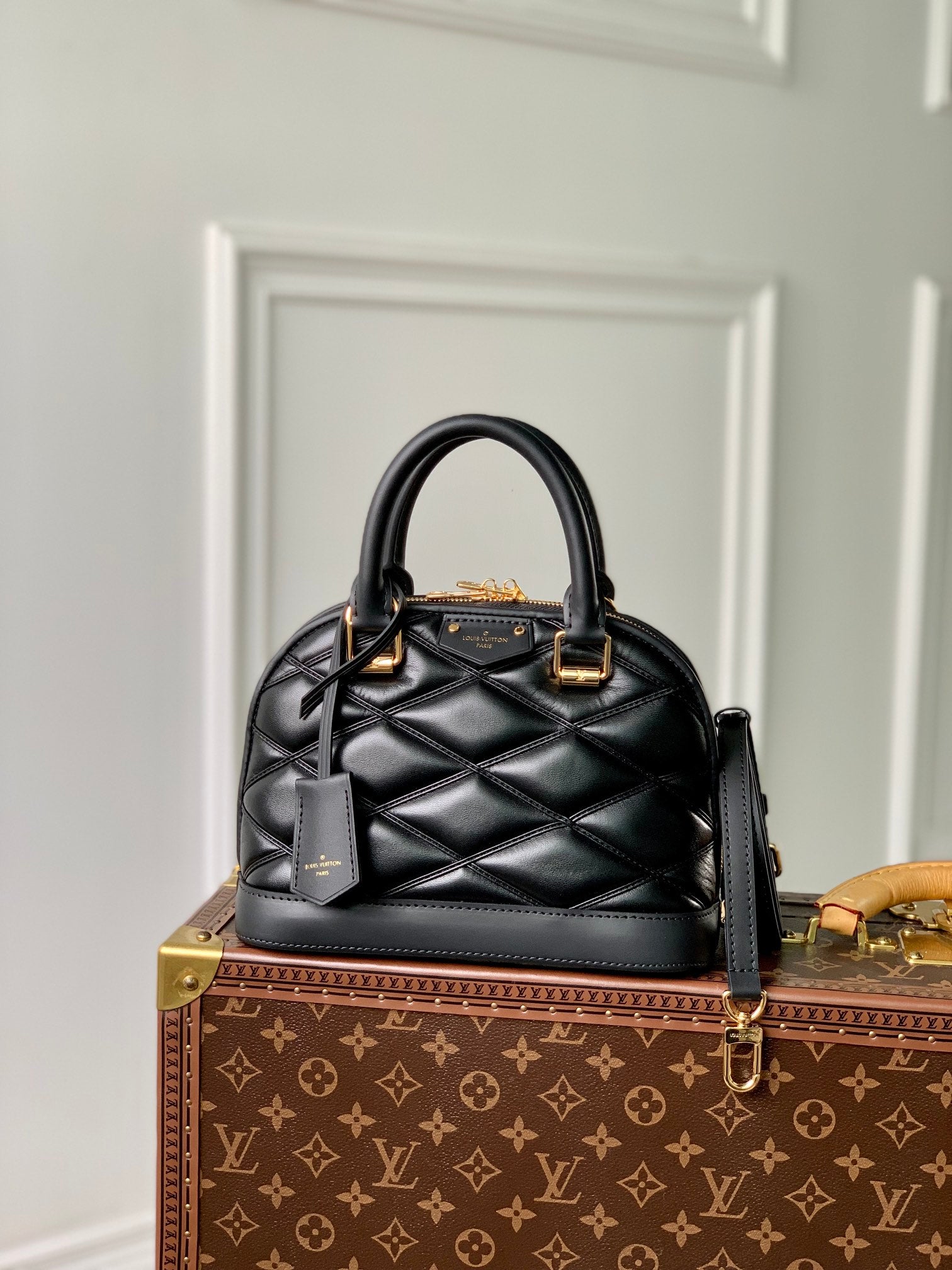 Louis Vuitton Alma BB Malletage Black Quilted Leather Handbag