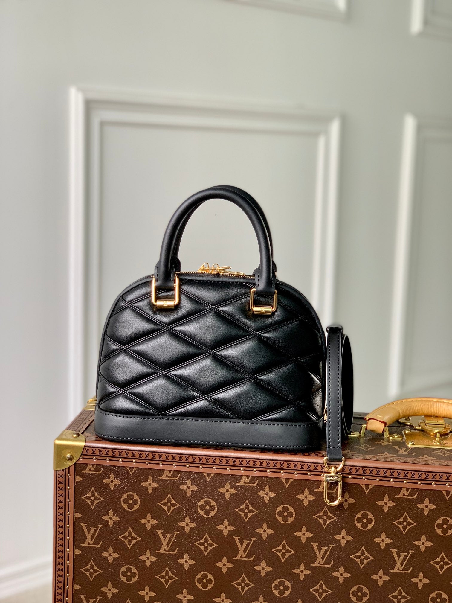 Louis Vuitton Alma BB Malletage Black Quilted Leather Handbag