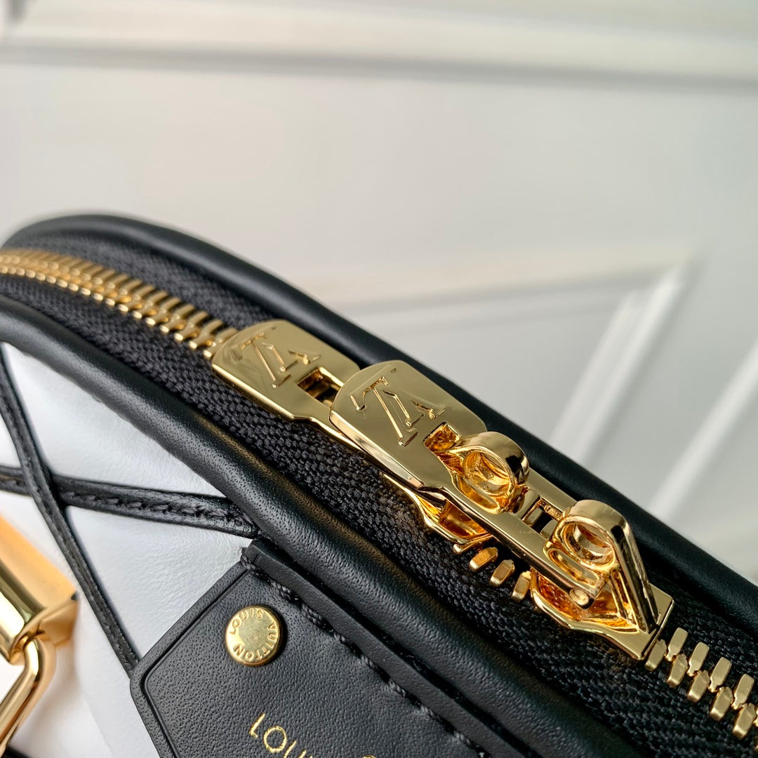 Louis Vuitton Alma BB Malletage Quilted Leather Handbag - Black & White
