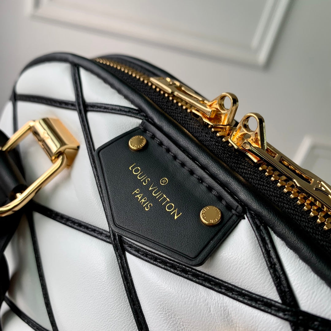 Louis Vuitton Alma BB Malletage Quilted Leather Handbag - Black & White