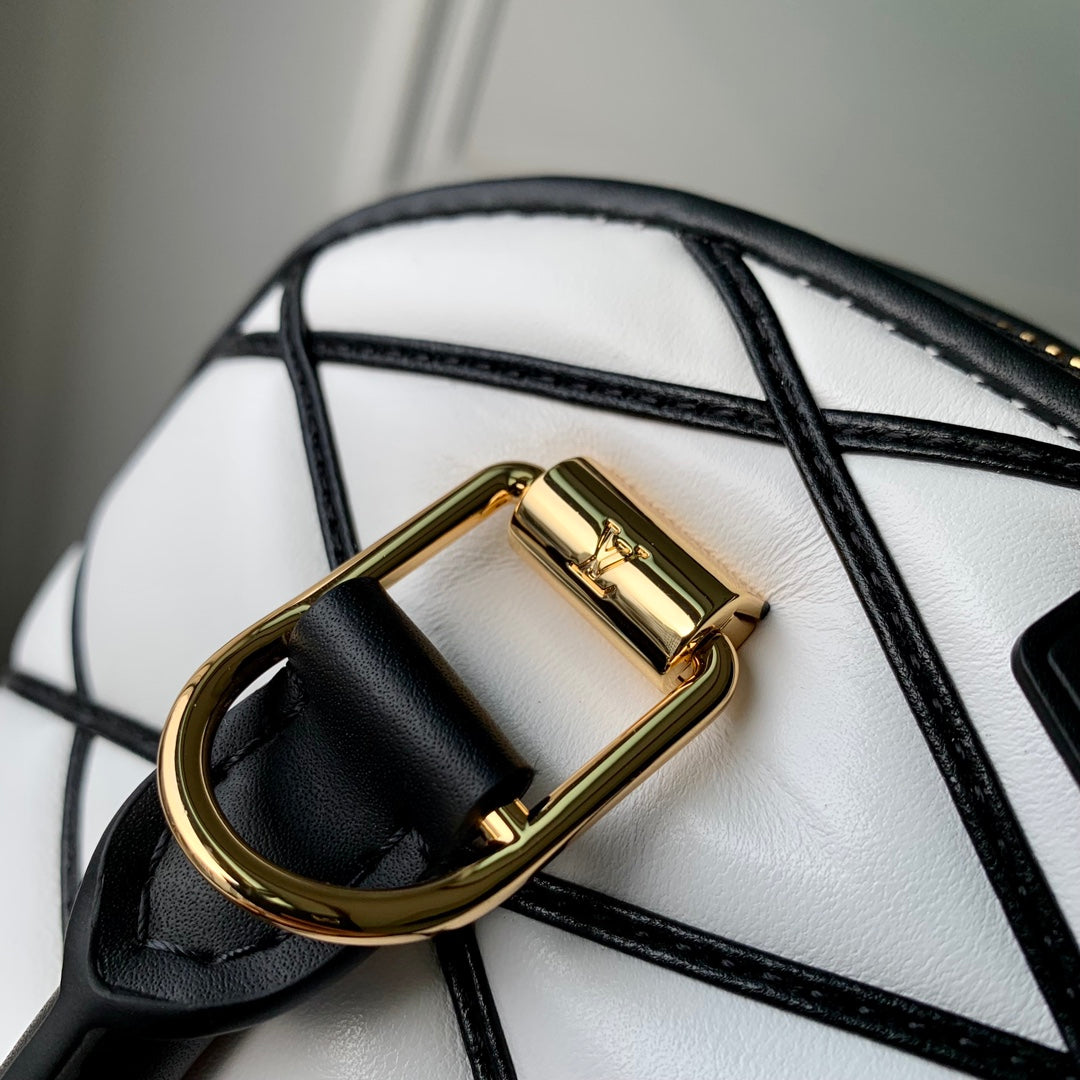 Louis Vuitton Alma BB Malletage Quilted Leather Handbag - Black & White