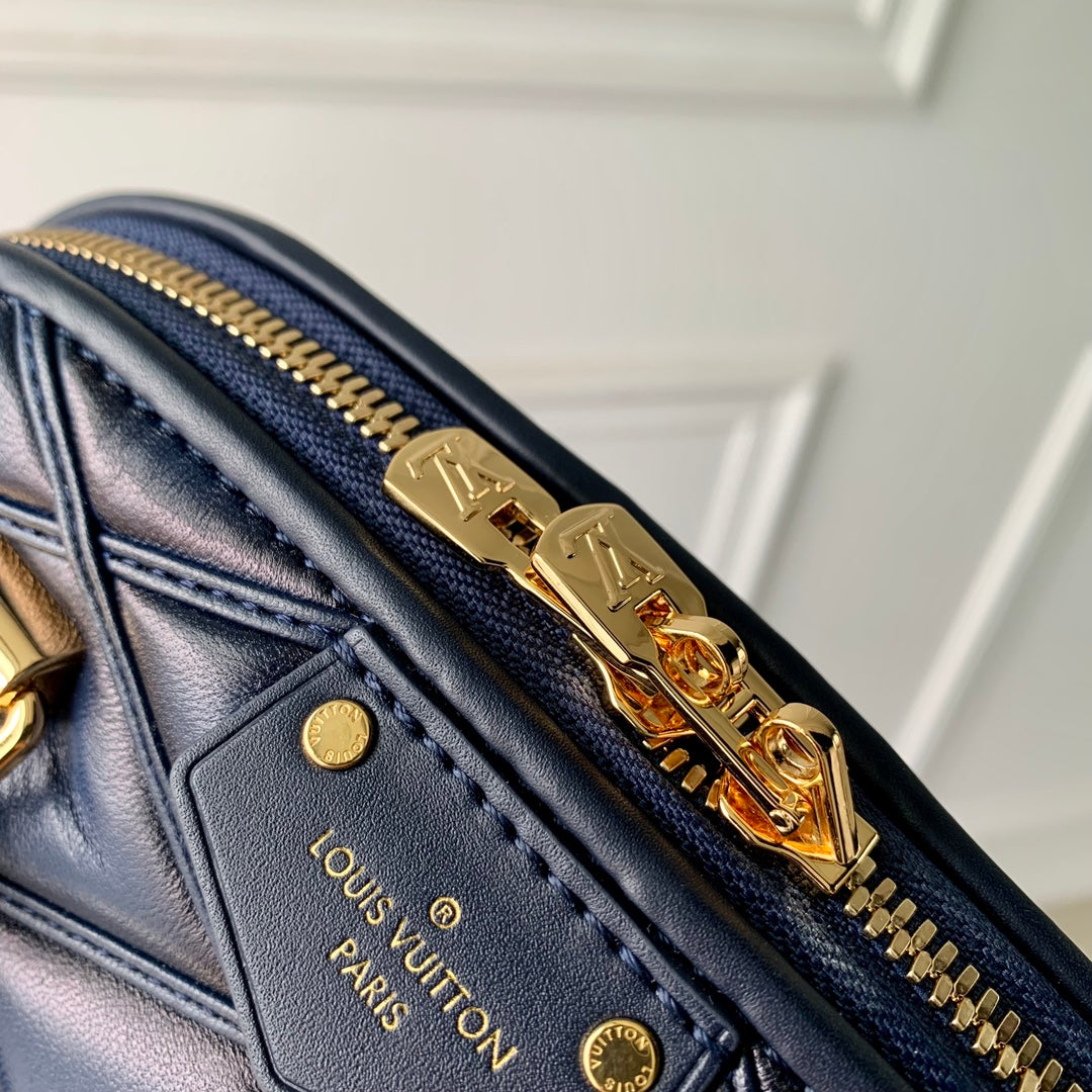 Louis Vuitton Alma BB Malletage Quilted Leather Handbag - Navy Blue