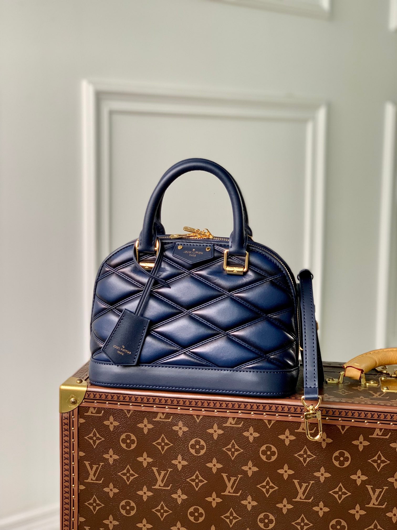 Louis Vuitton Alma BB Malletage Quilted Leather Handbag - Navy Blue