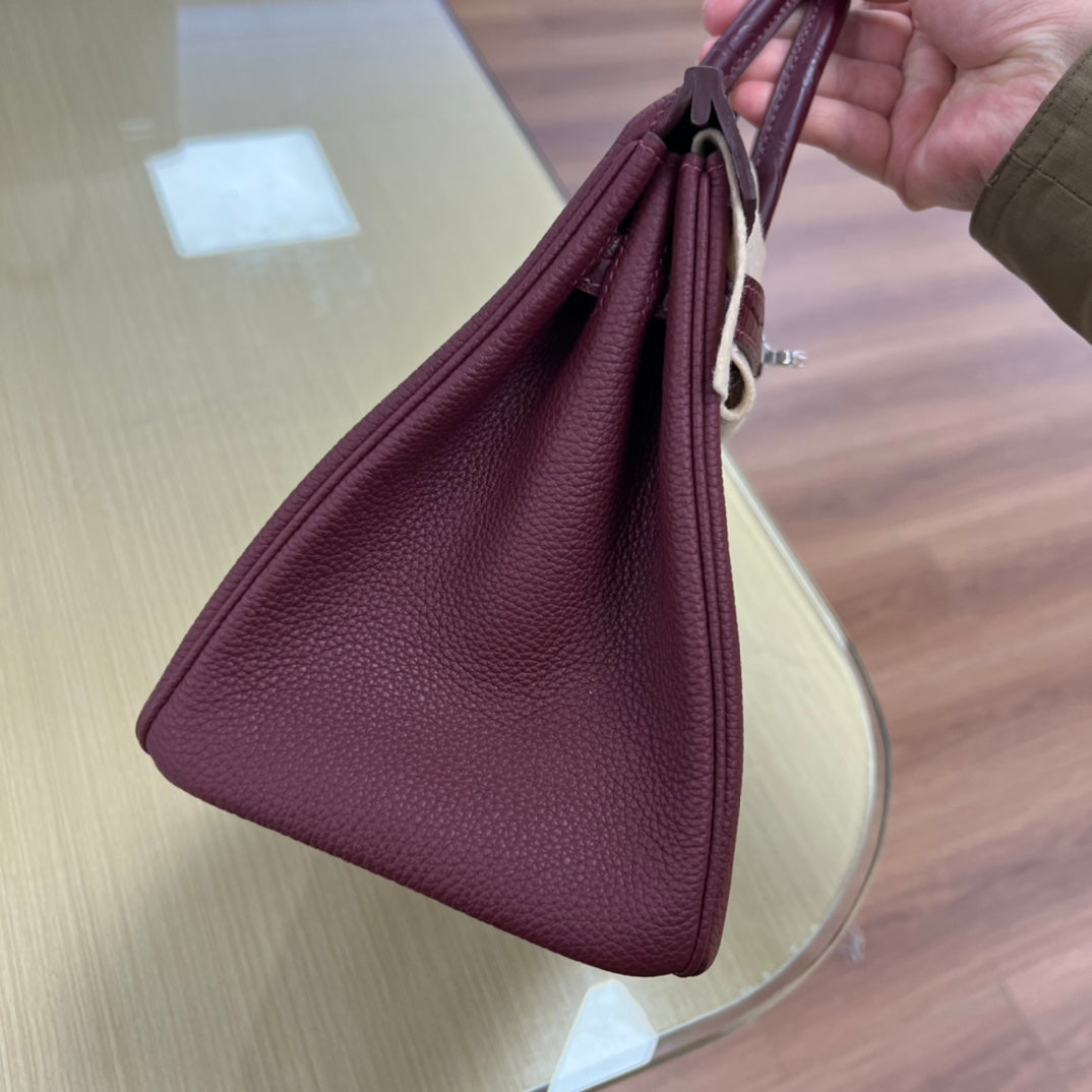 Elegant Two-Tone Burgundy &amp; Cream Crocodile Embossed Top Handle Handbag