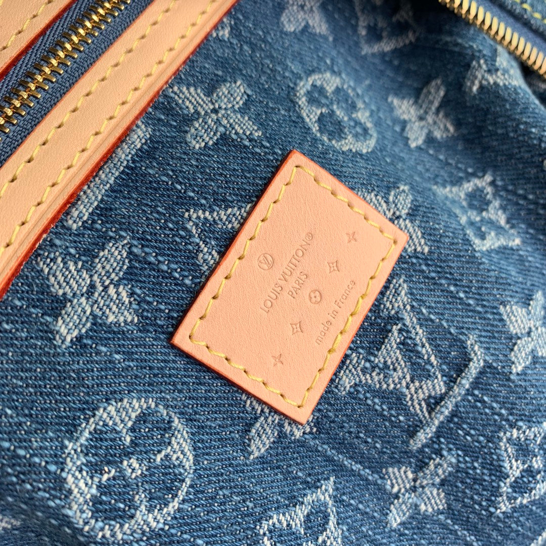 Louis Vuitton Keepall Bandoulière 45 Monogram Denim Blue