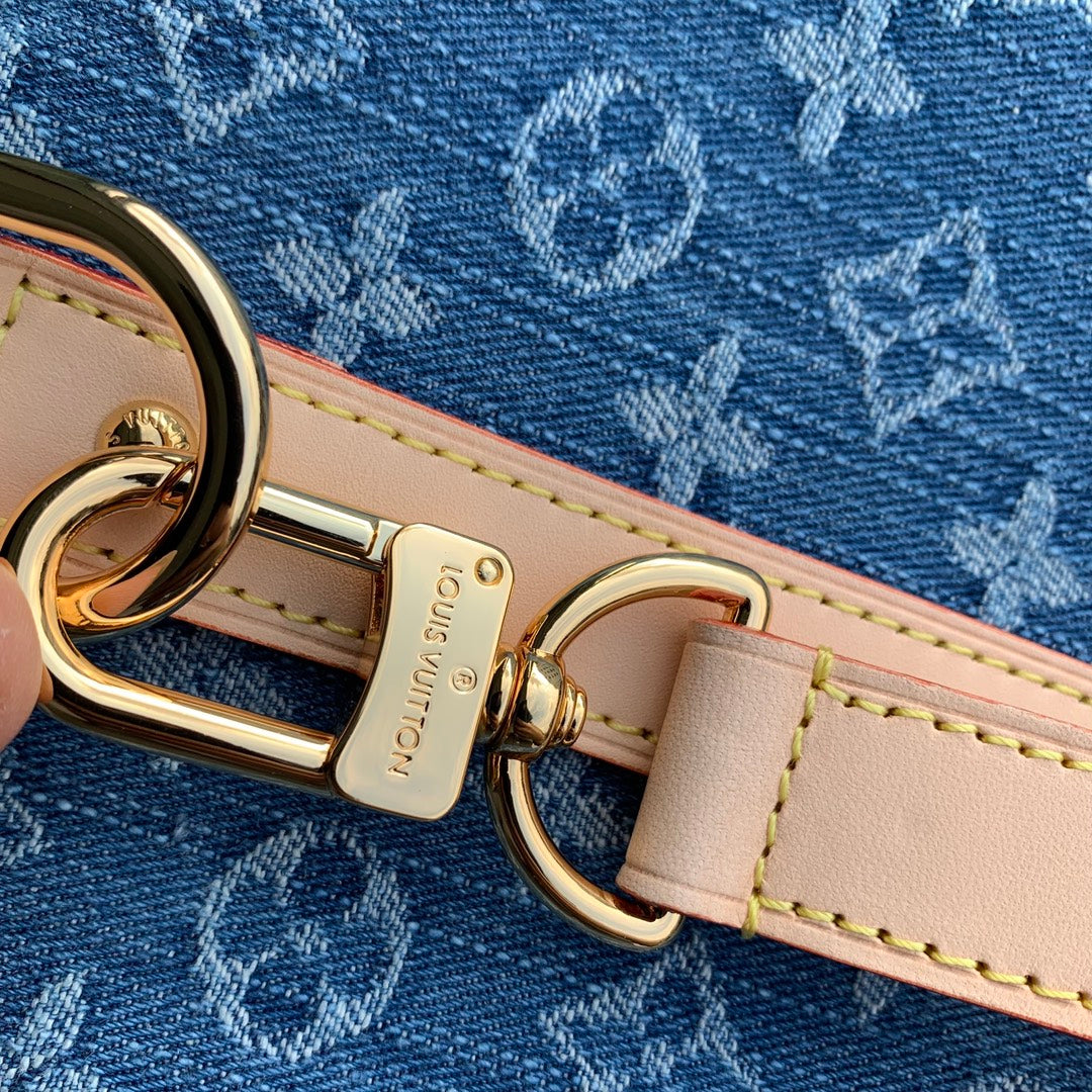 Louis Vuitton Keepall Bandoulière 45 Monogram Denim Blue