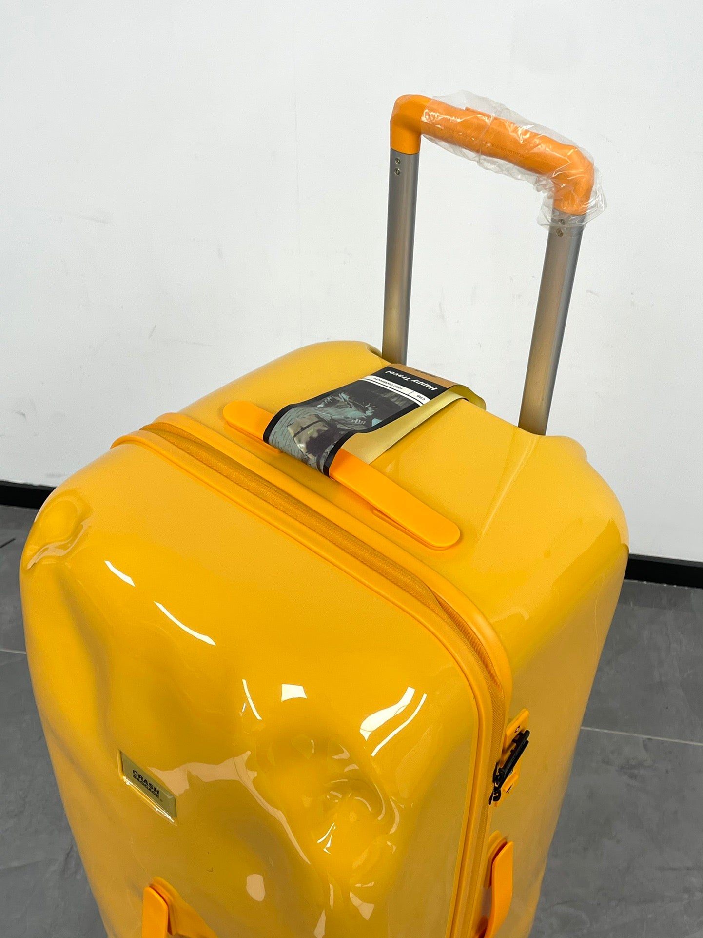 Bright Yellow Glossy Waterproof Rolling Suitcase Travel Luggage