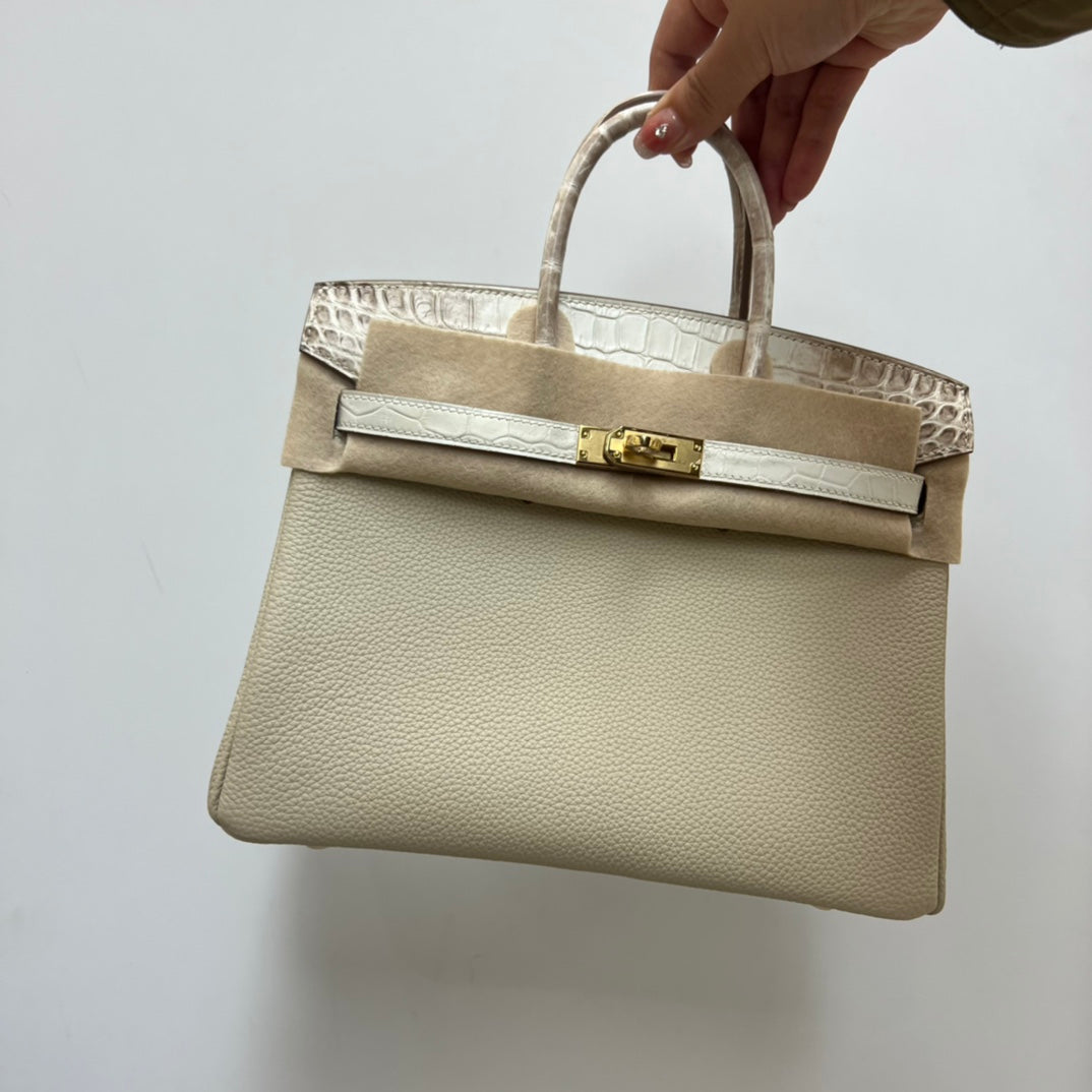 Luxury Olive Green Leather Top Handle Handbag with Croc-Embossed Trim