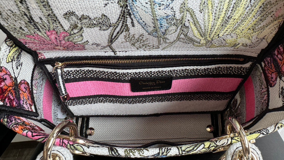 Christian Dior Medium Lady D-Lite Bag with Butterfly Embroidery