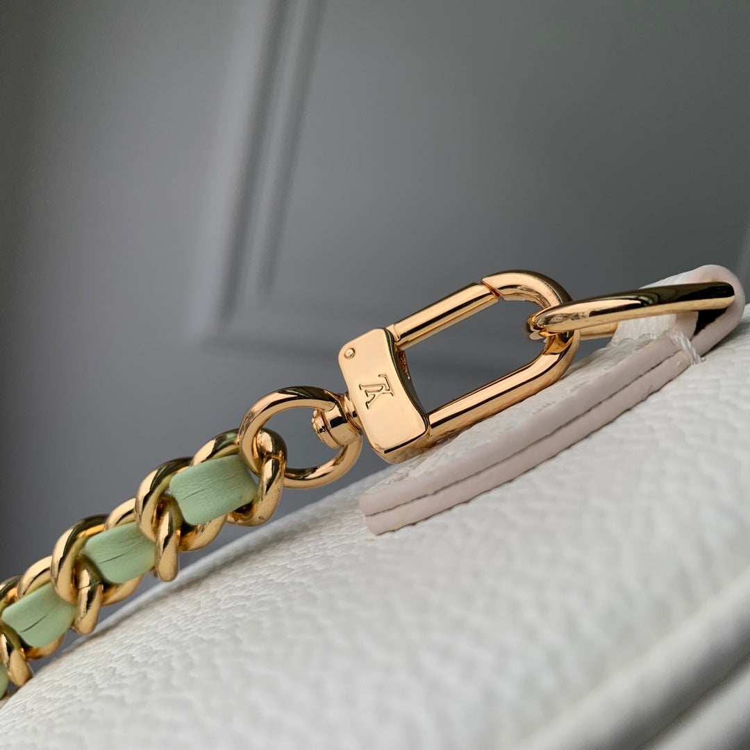Louis Vuitton Nano Speedy Monogram Empreinte Leather Handbag - Cream/Vert Lagon