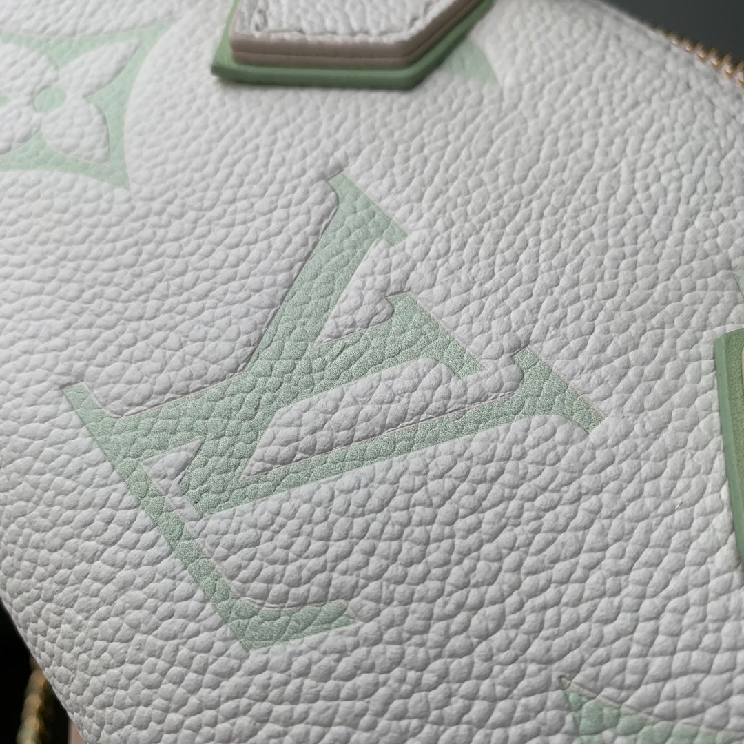 Louis Vuitton Nano Speedy Monogram Empreinte Leather Handbag - Cream/Vert Lagon