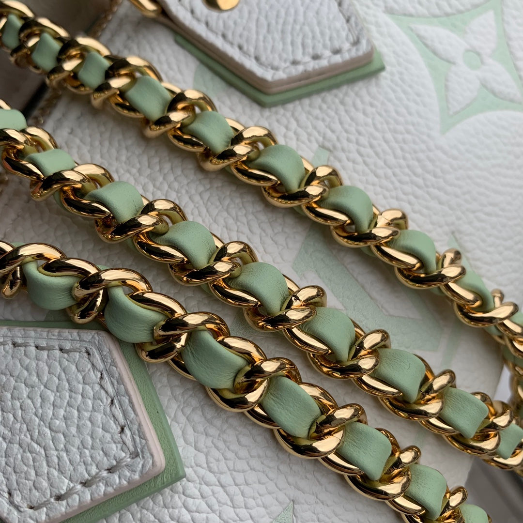 Louis Vuitton Nano Speedy Monogram Empreinte Leather Handbag - Cream/Vert Lagon