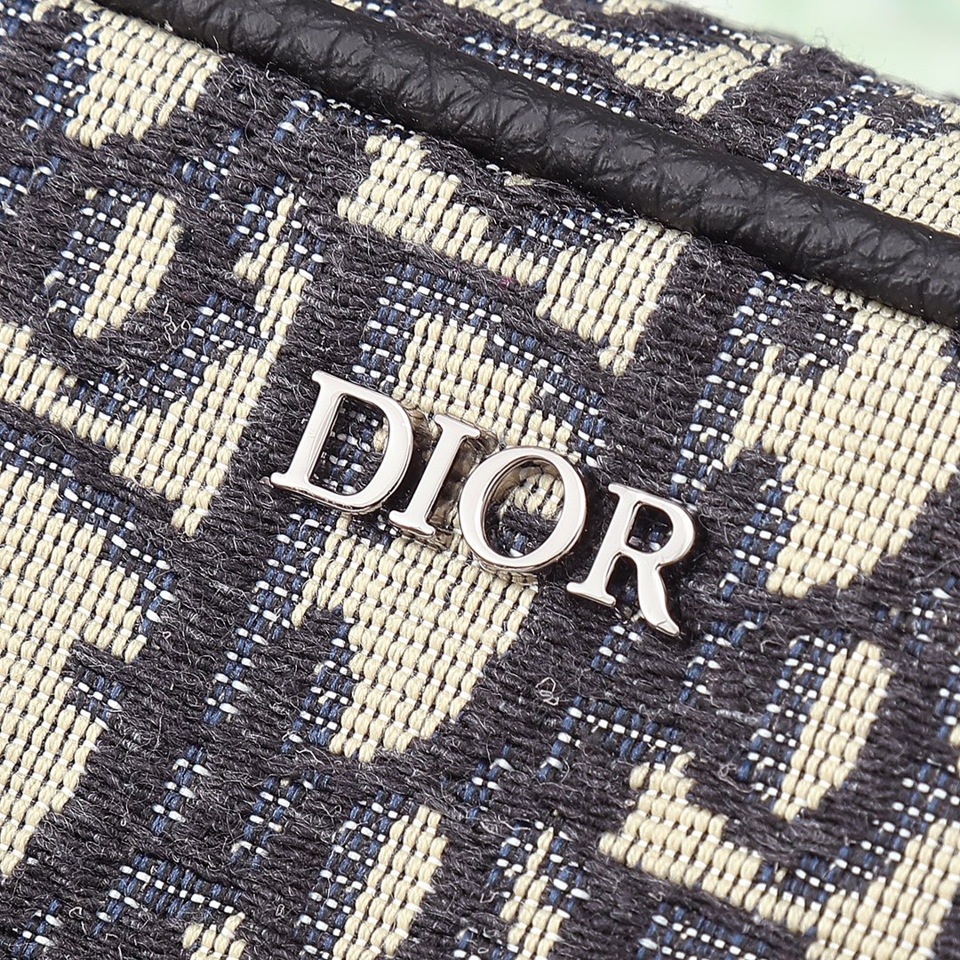 Christian Dior Oblique Jacquard Messenger Bag - Black and Beige Crossbody with Detachable Pouch