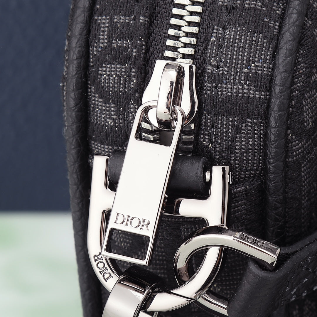 Dior Men's Safari Messenger Bag with Saddle Pouch - Black Dior Oblique Jacquard
