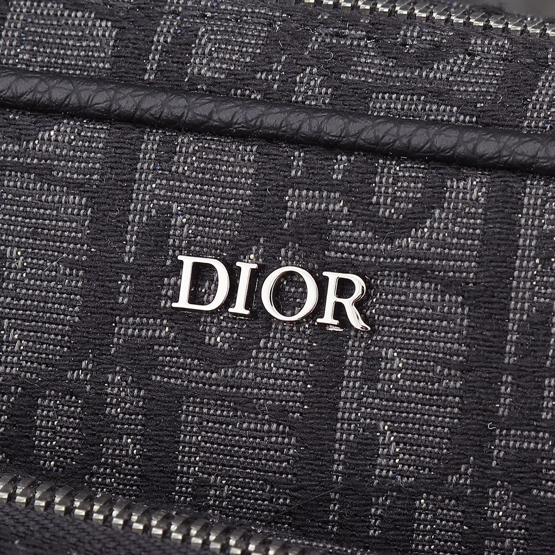 Dior Men's Safari Messenger Bag with Saddle Pouch - Black Dior Oblique Jacquard