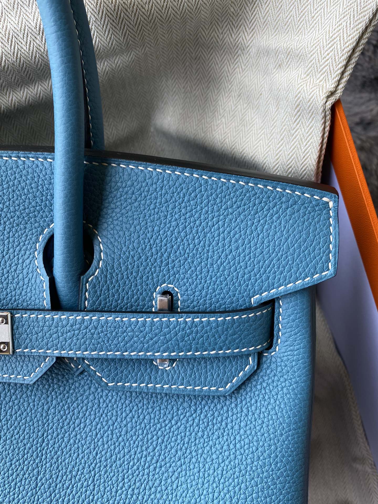 Hermès Birkin 25 Blue Jean Togo Leather with Palladium Hardware