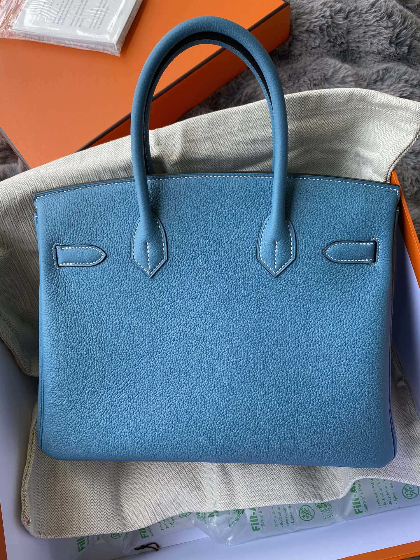 Hermès Birkin 25 Blue Jean Togo Leather with Palladium Hardware
