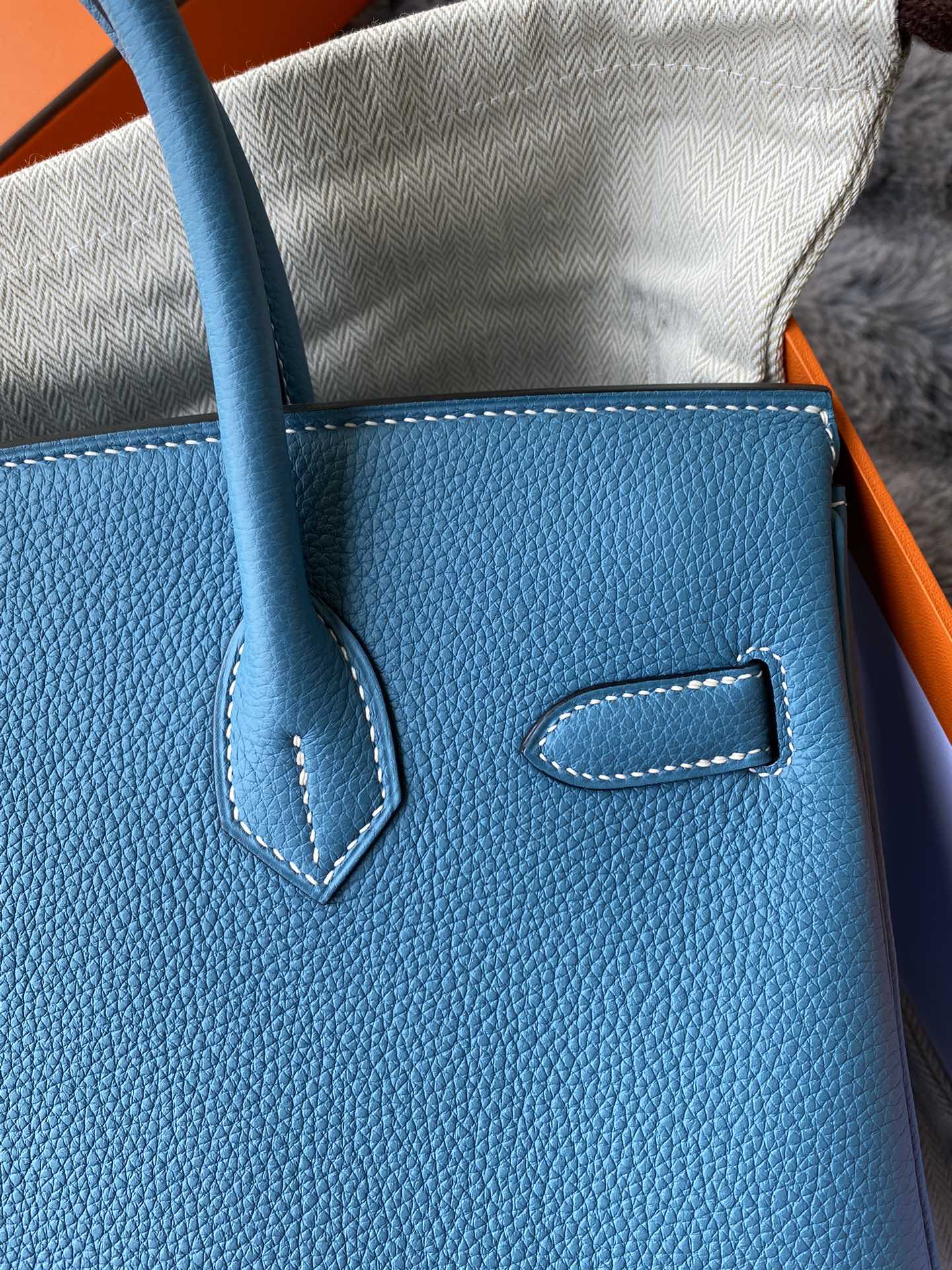 Hermès Birkin 25 Blue Jean Togo Leather with Palladium Hardware