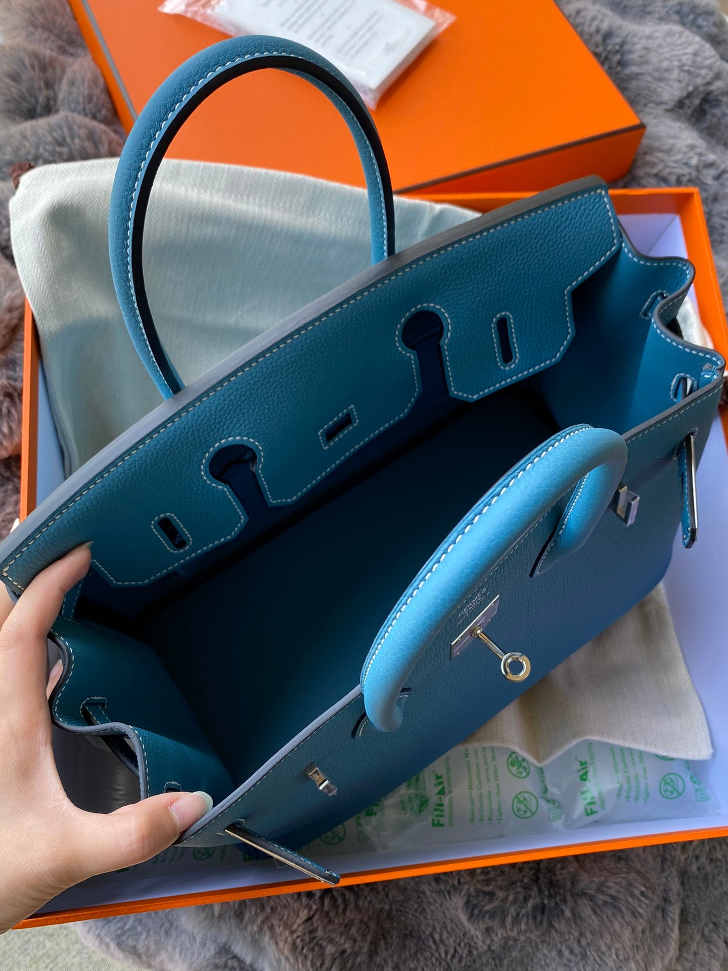 Hermès Birkin 25 Blue Jean Togo Leather with Palladium Hardware