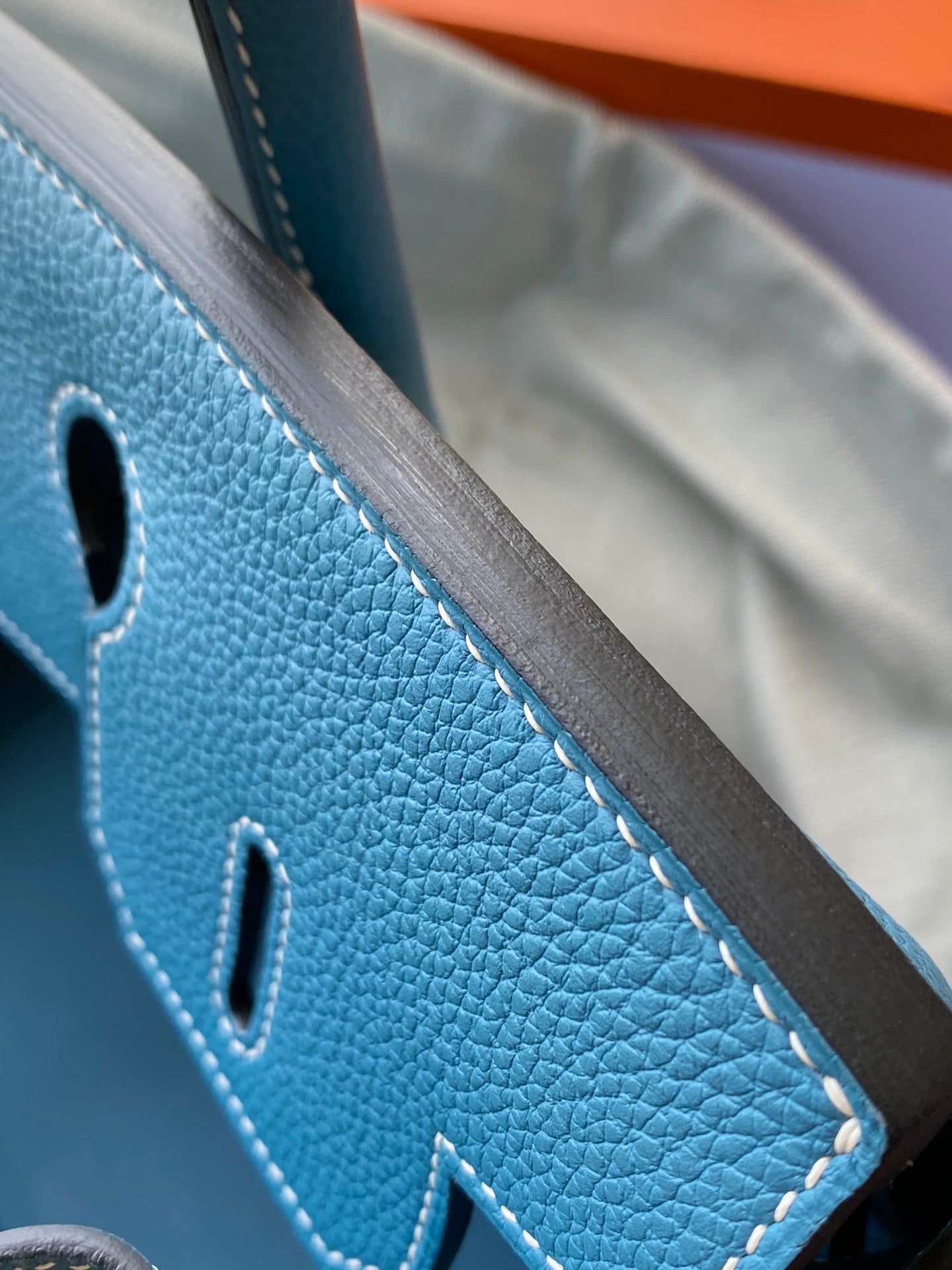 Hermès Birkin 25 Blue Leather Handbag with Palladium Hardware and Bag Charm