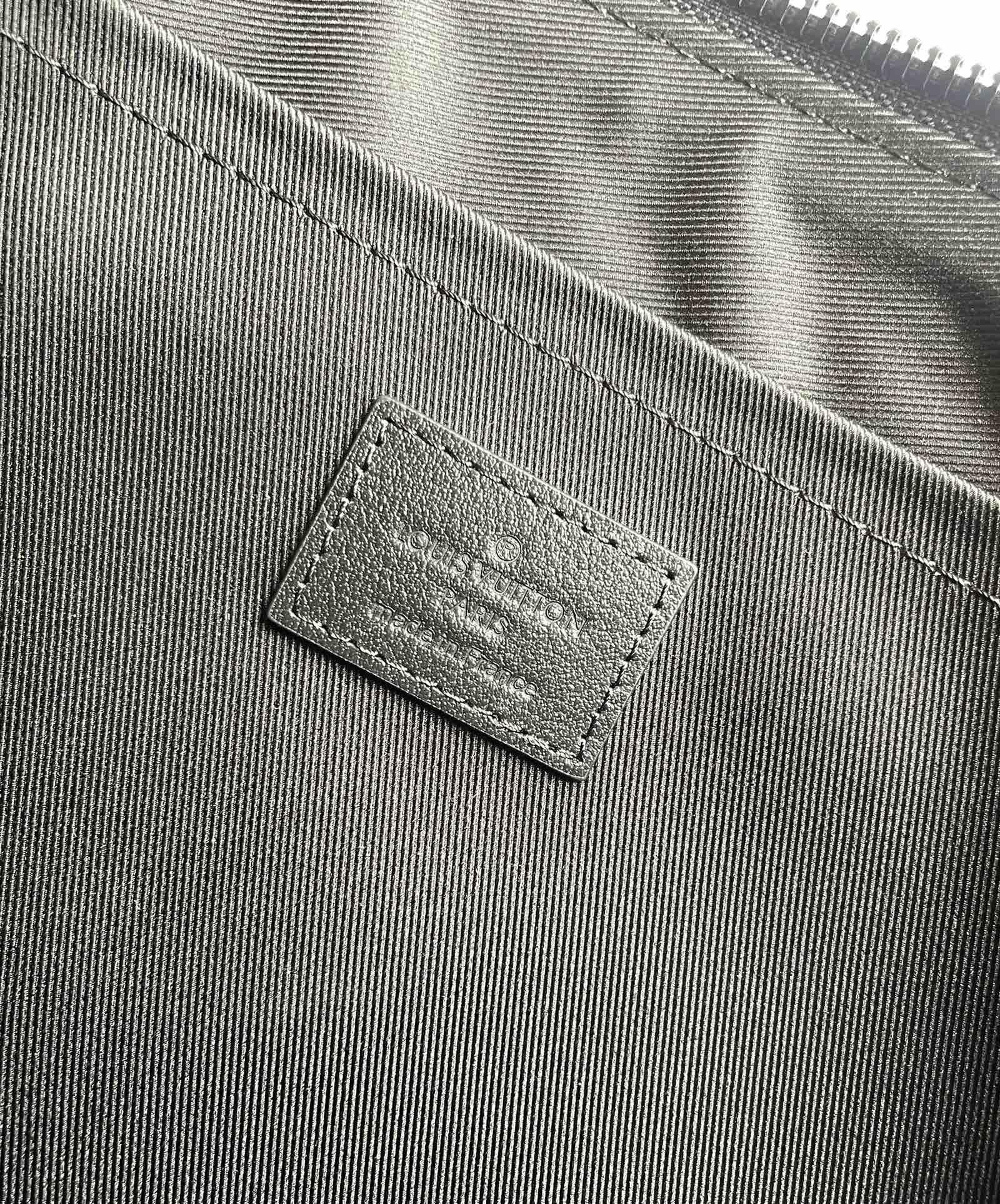 Men's Luxury Checkered Canvas Pouch - Black and Grey Pattern Clutch Bag