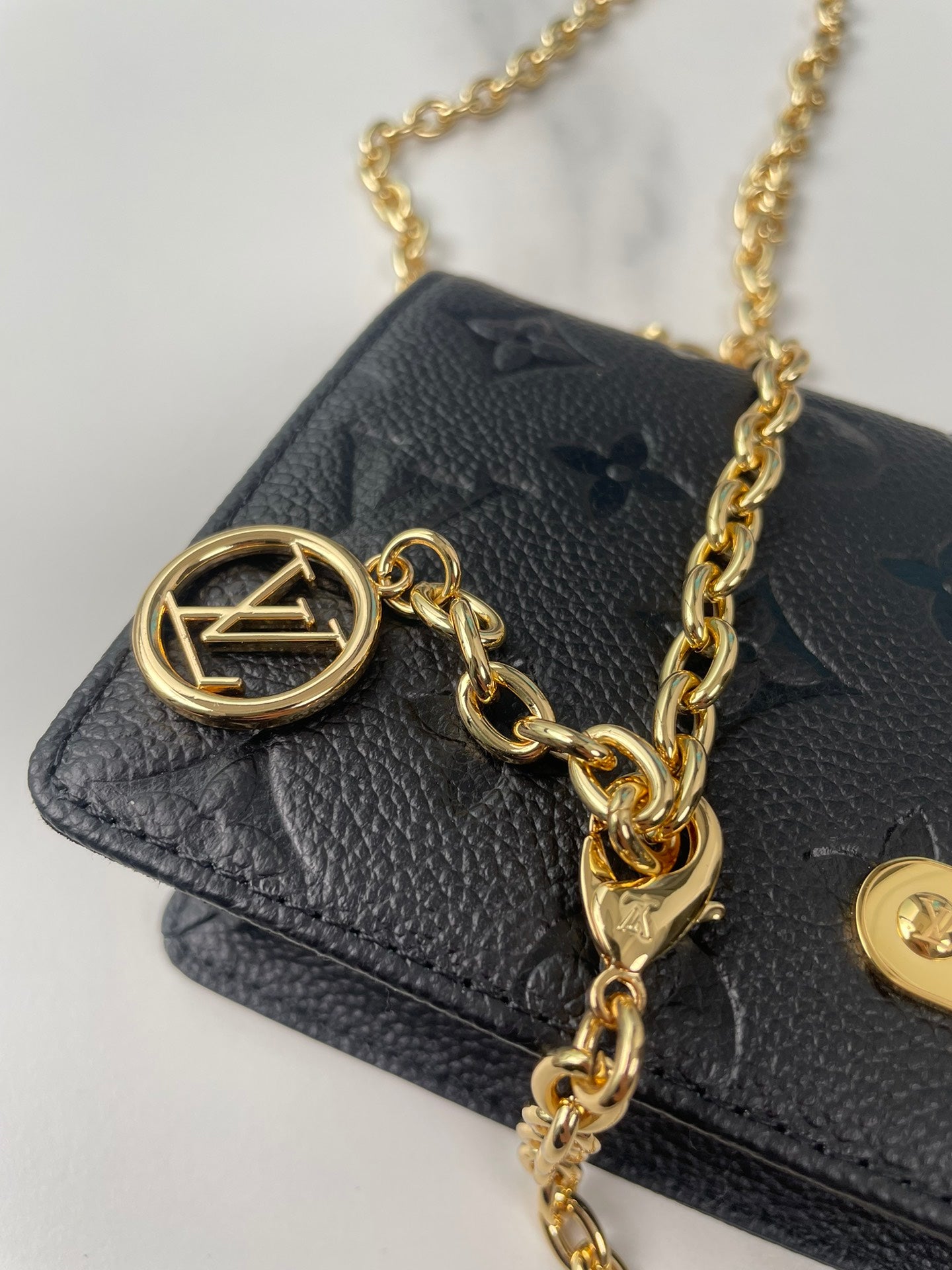 Louis Vuitton Monogram Empreinte Felicie Pochette Black Leather Chain Wallet