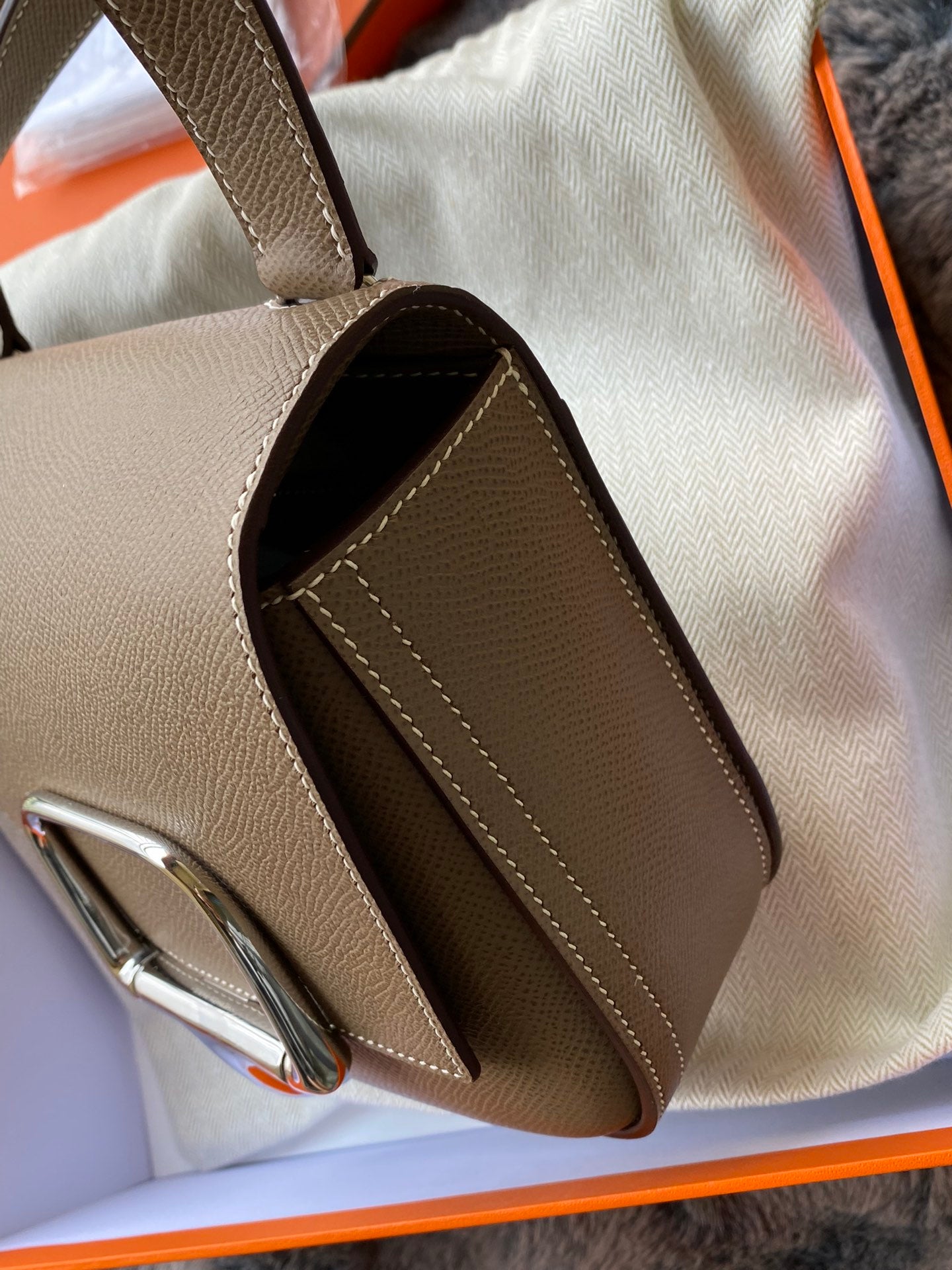 Hermès Della Cavalleria Mini Shoulder Bag - Taupe Leather
