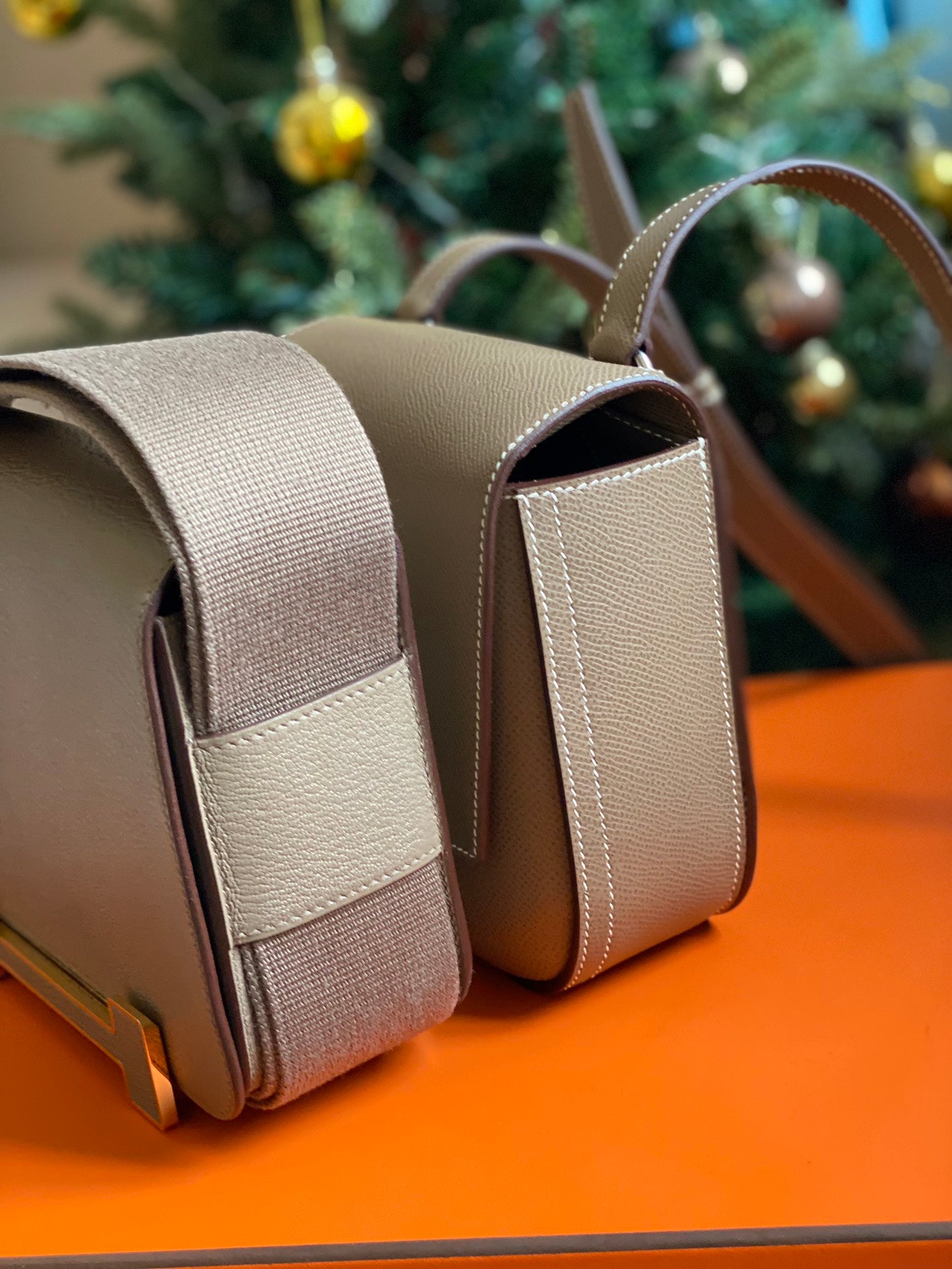 Luxury Taupe Leather Handbag Collection - Elegant Shoulder and Crossbody Bags