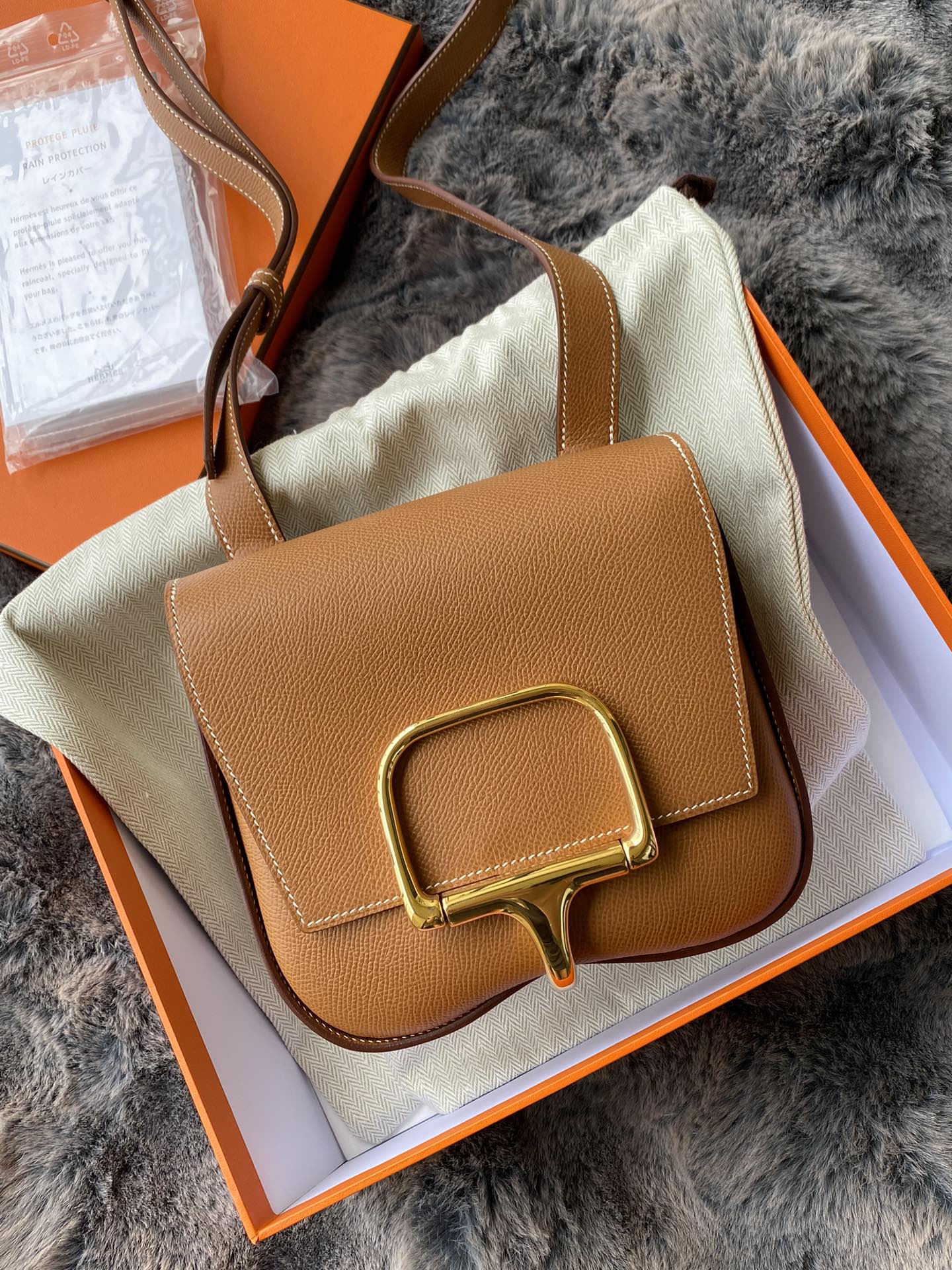Hermès Della Cavalleria Mini Bag - Gold Tan Leather with Gold-Tone Hardware