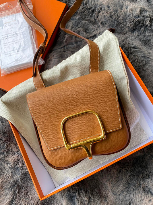 Hermès Della Cavalleria Mini Bag - Gold Tan Leather with Gold-Tone Hardware