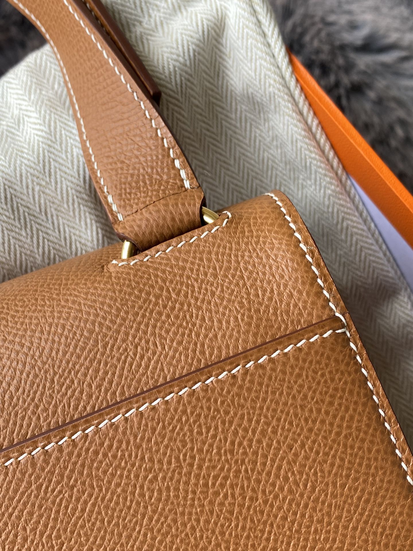 Hermès Della Cavalleria Mini Bag - Gold Tan Leather with Gold-Tone Hardware