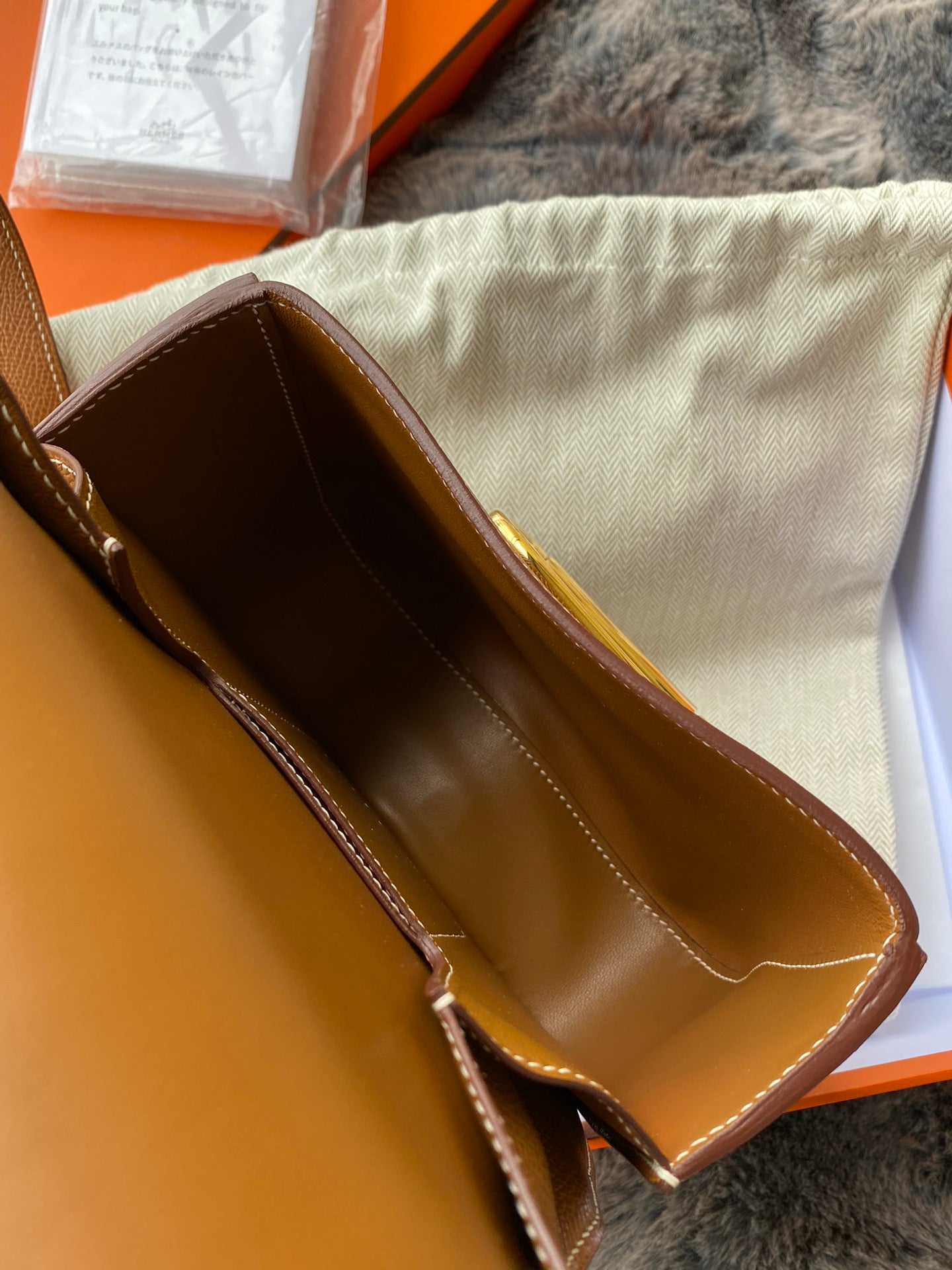 Hermès Della Cavalleria Mini Bag - Gold Tan Leather with Gold-Tone Hardware