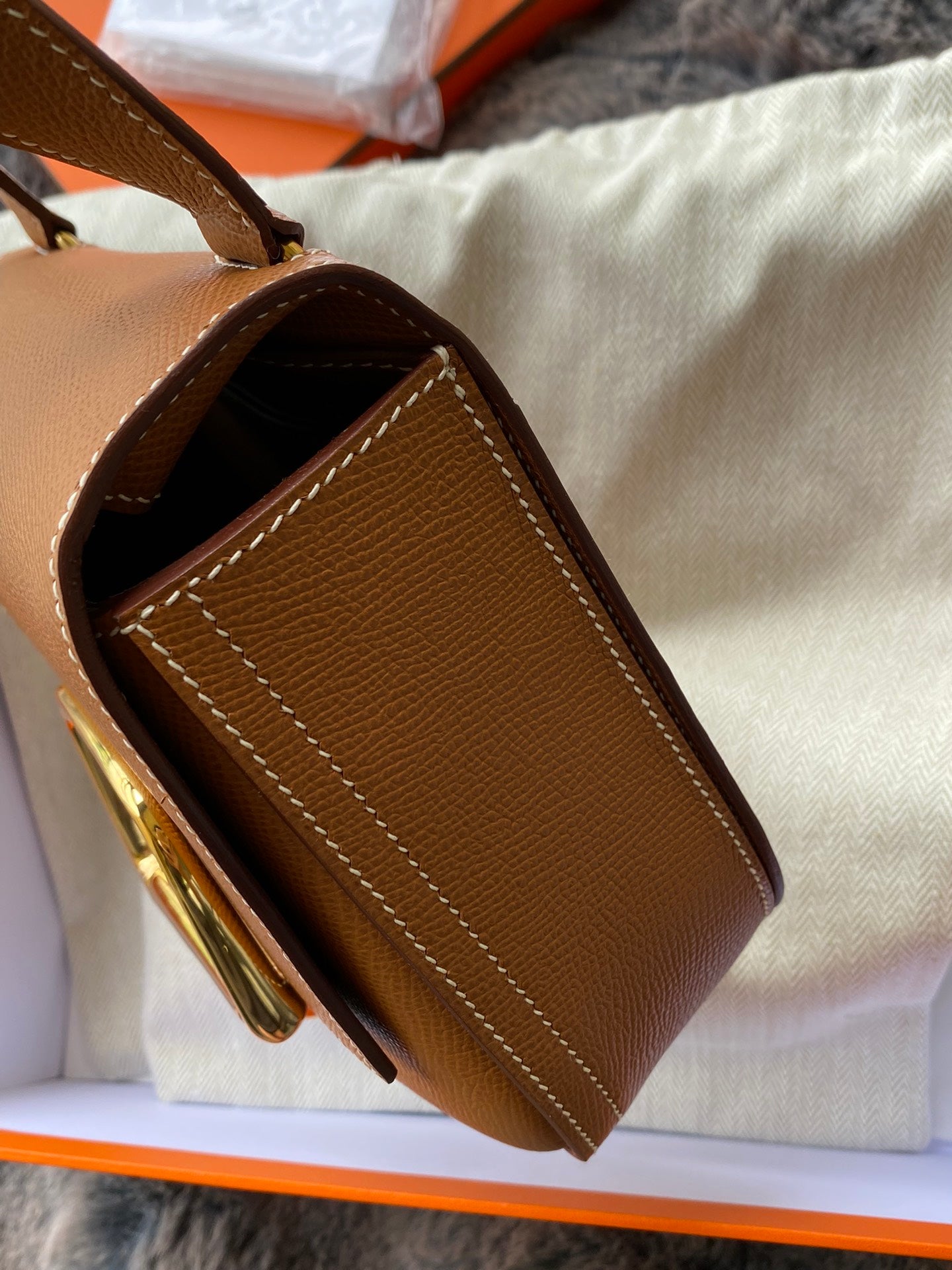 Hermès Della Cavalleria Mini Bag - Gold Tan Leather with Gold-Tone Hardware